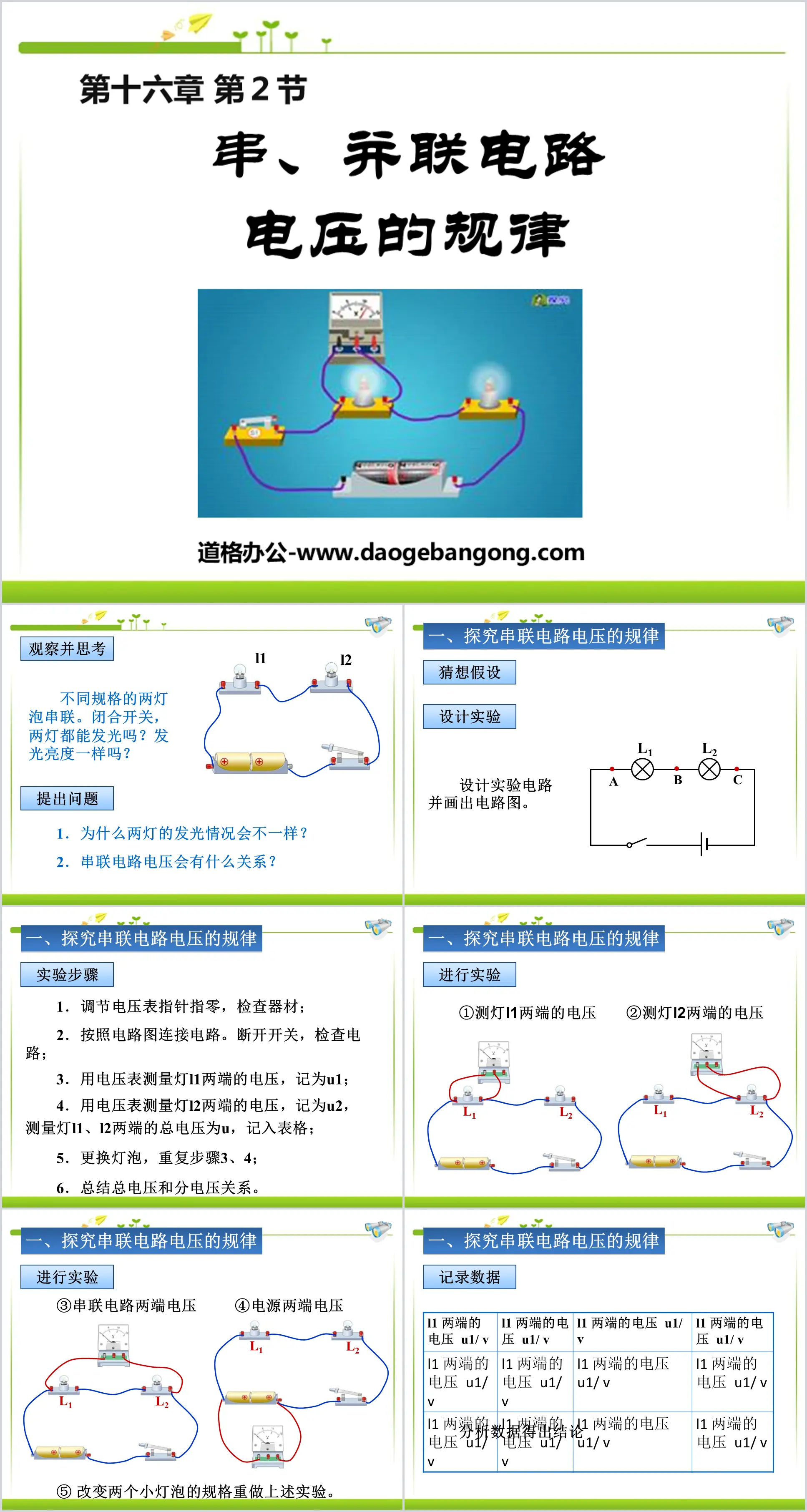 "The Laws of Voltage in Series and Parallel Circuits" Voltage Resistance PPT Courseware 6