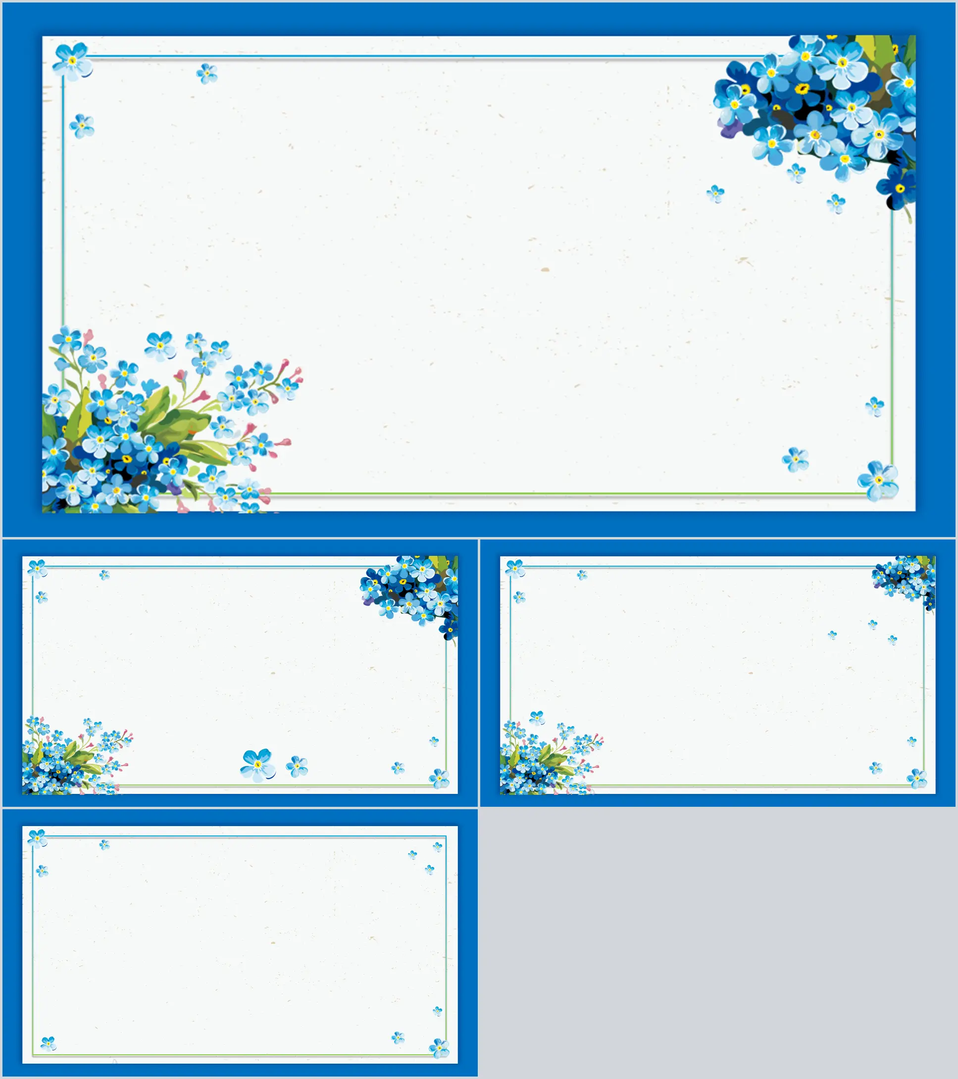 Blue watercolor flower PPT background picture