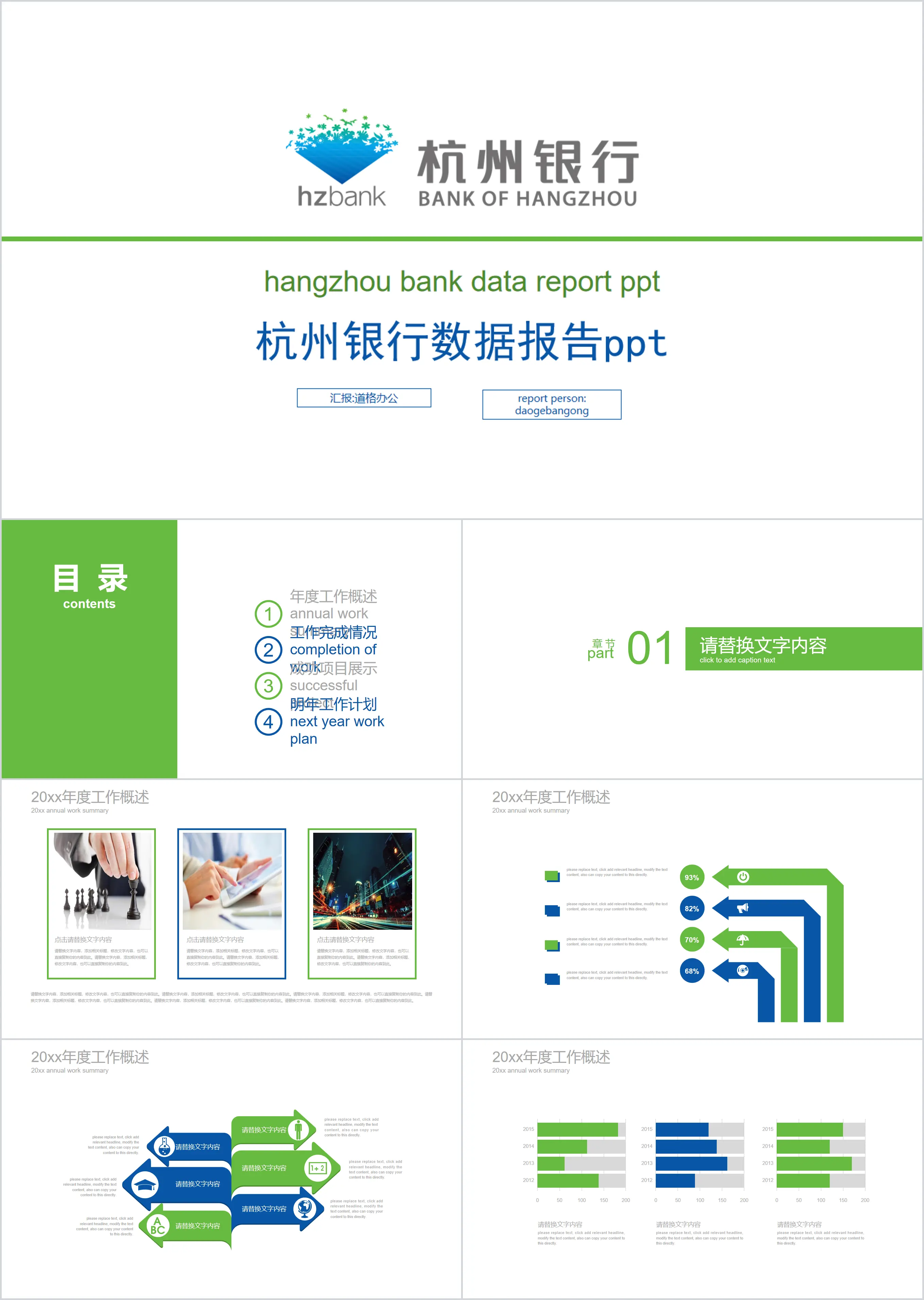 杭州銀行數據報告PPT模板