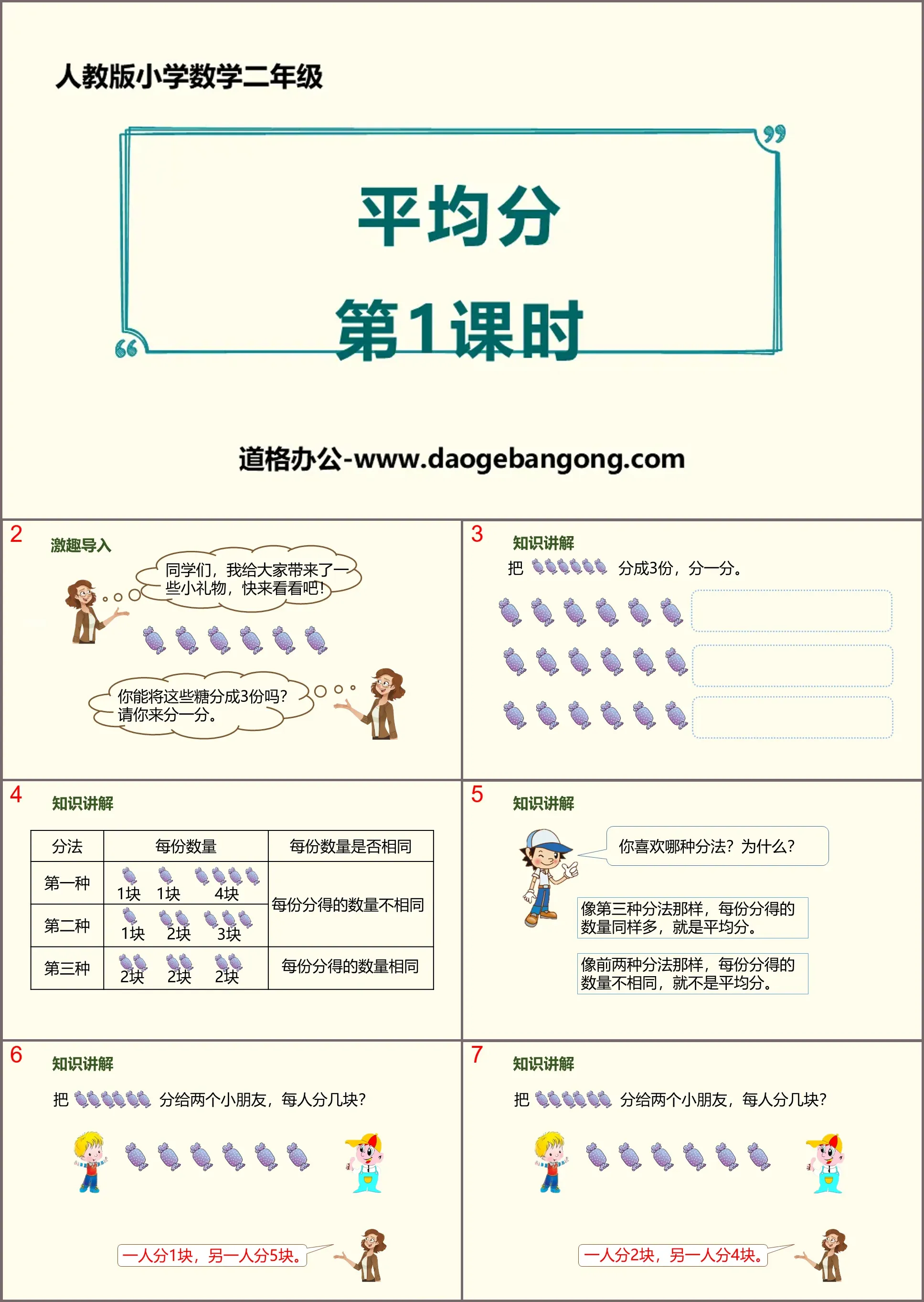 《平均分數》表內除法PPT(第1課時)