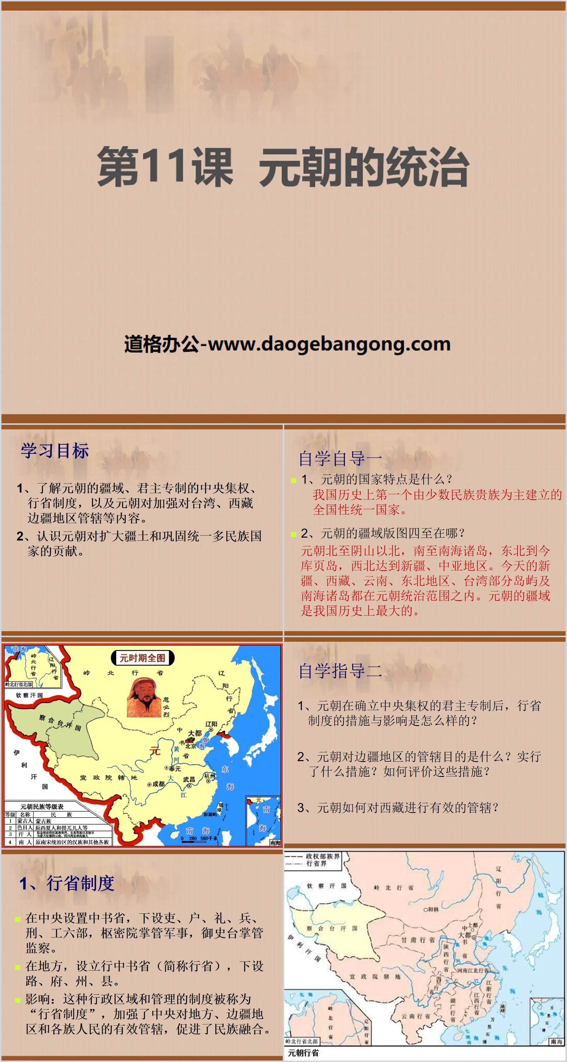 "The Rule of the Yuan Dynasty" PPT courseware download