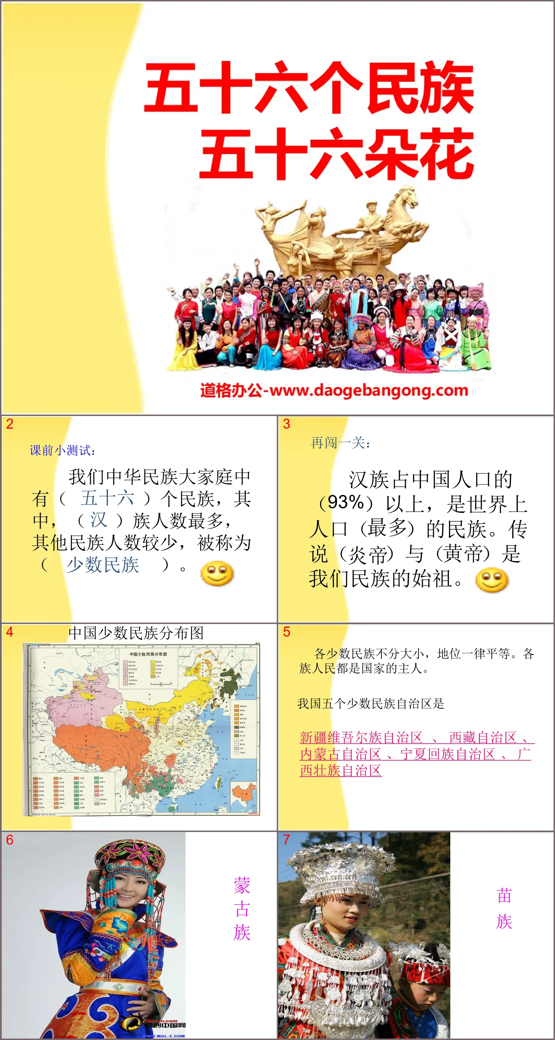 《五十六个民族五十六朵花》我们都是中华儿女PPT课件3
