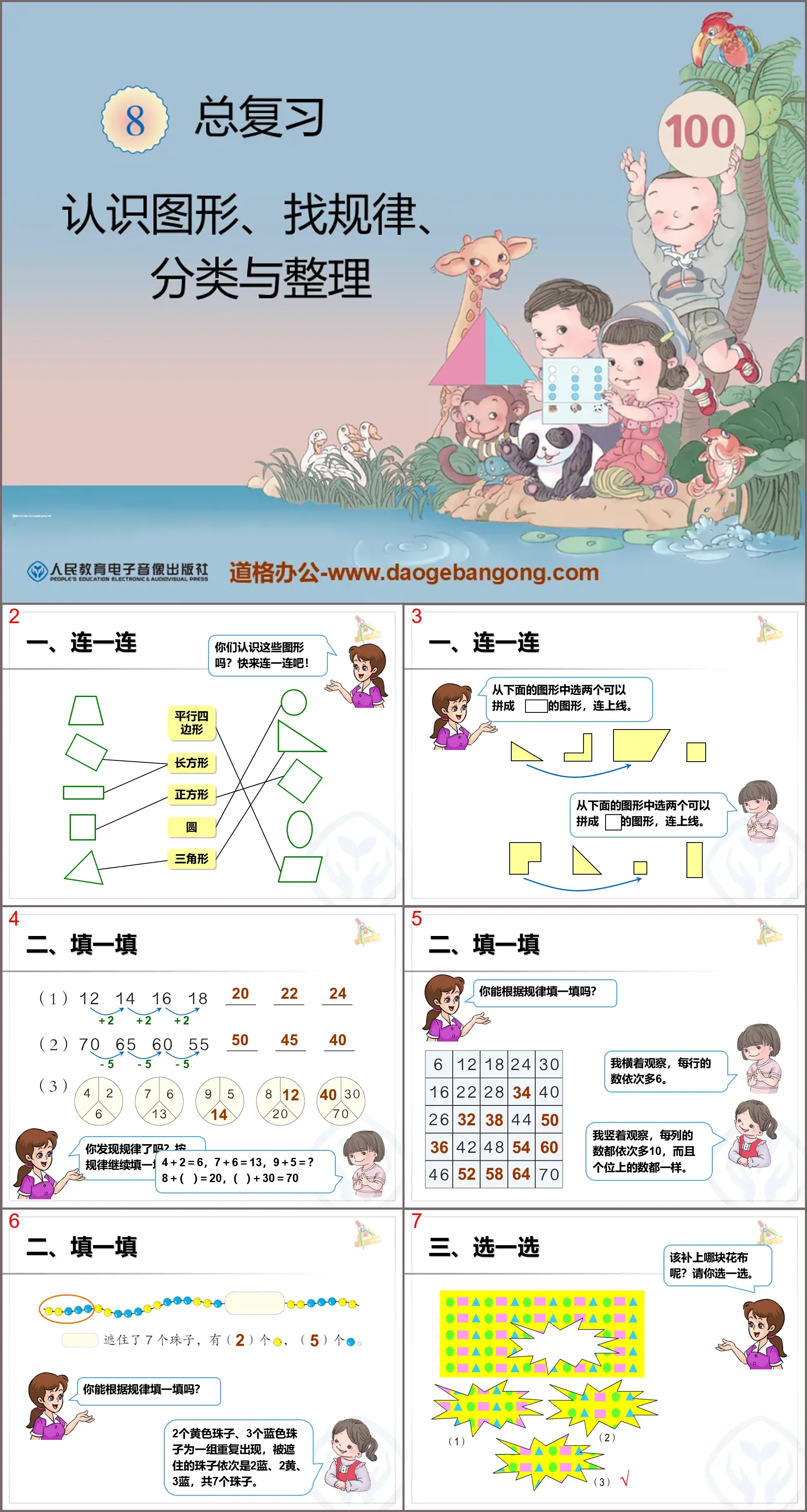 《认识图形、找规律、分类与整理》总复习PPT课件