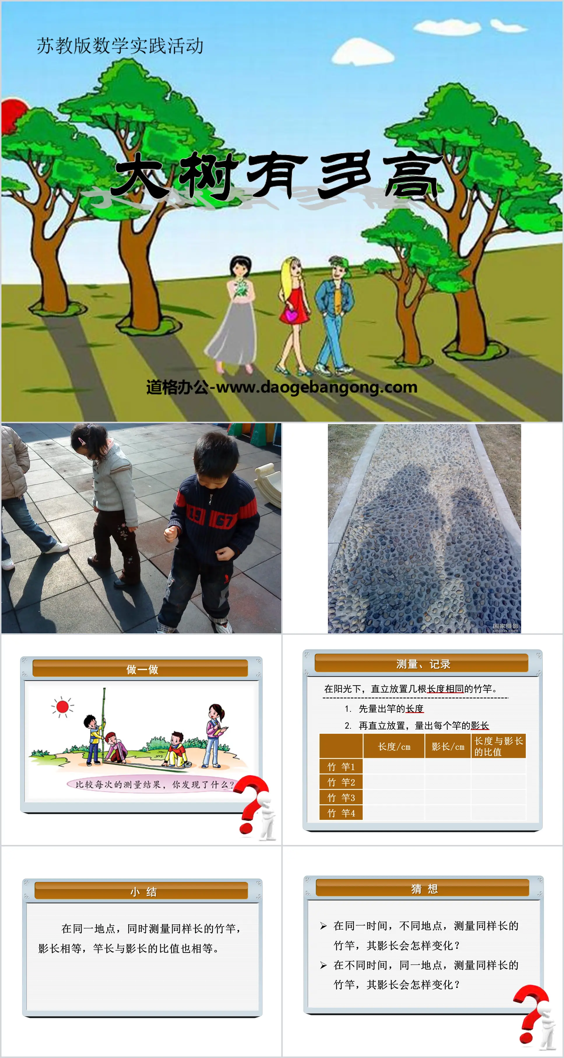 "How Tall is the Big Tree" Proportional and Inverse Proportional PPT Courseware