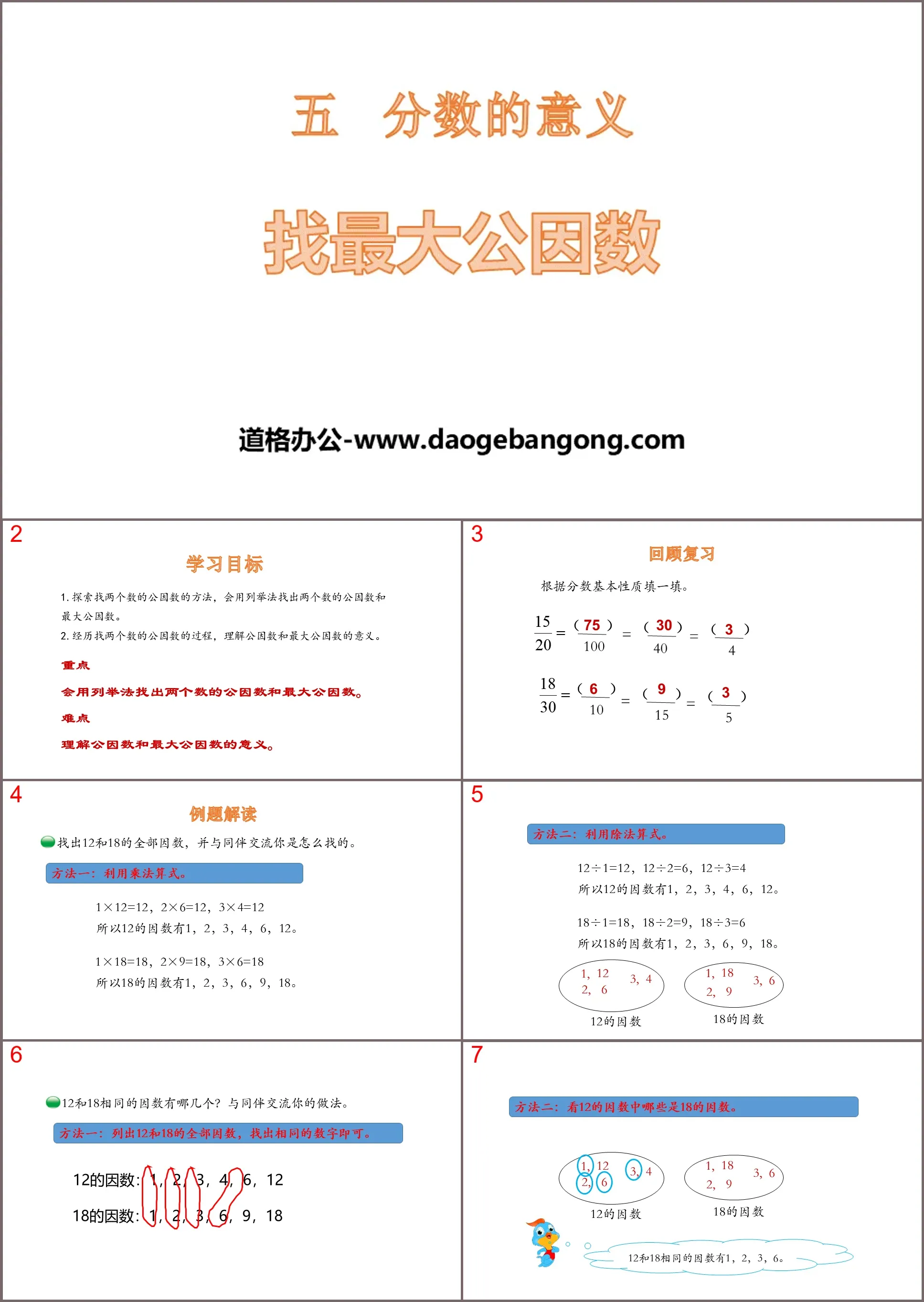 "Finding the Greatest Common Factor" The meaning of fractions PPT download