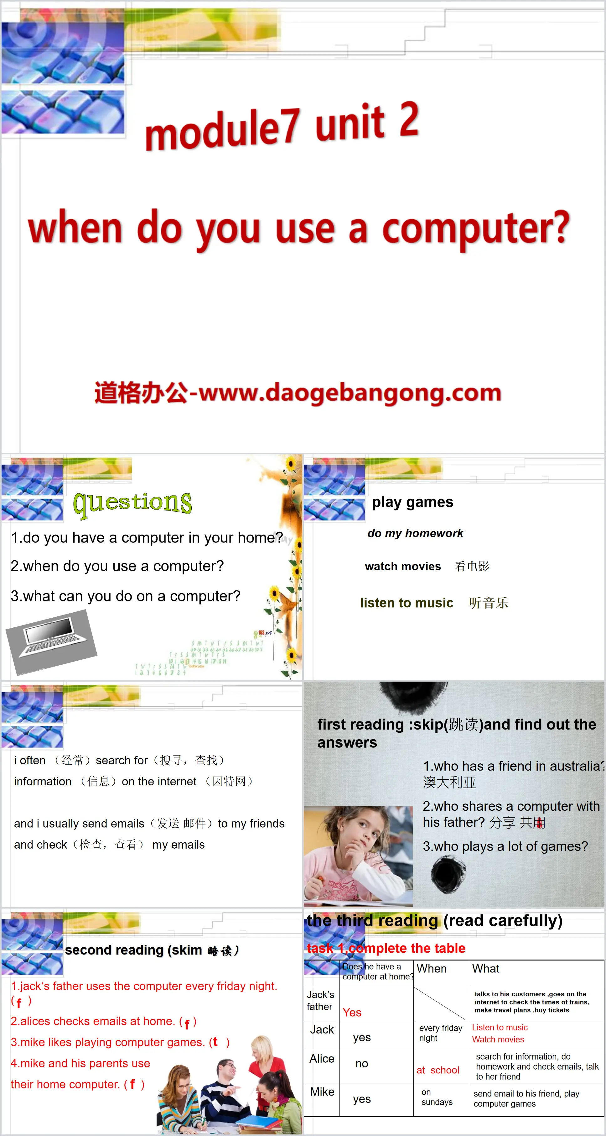 《When do you use a computer》PPT课件2
