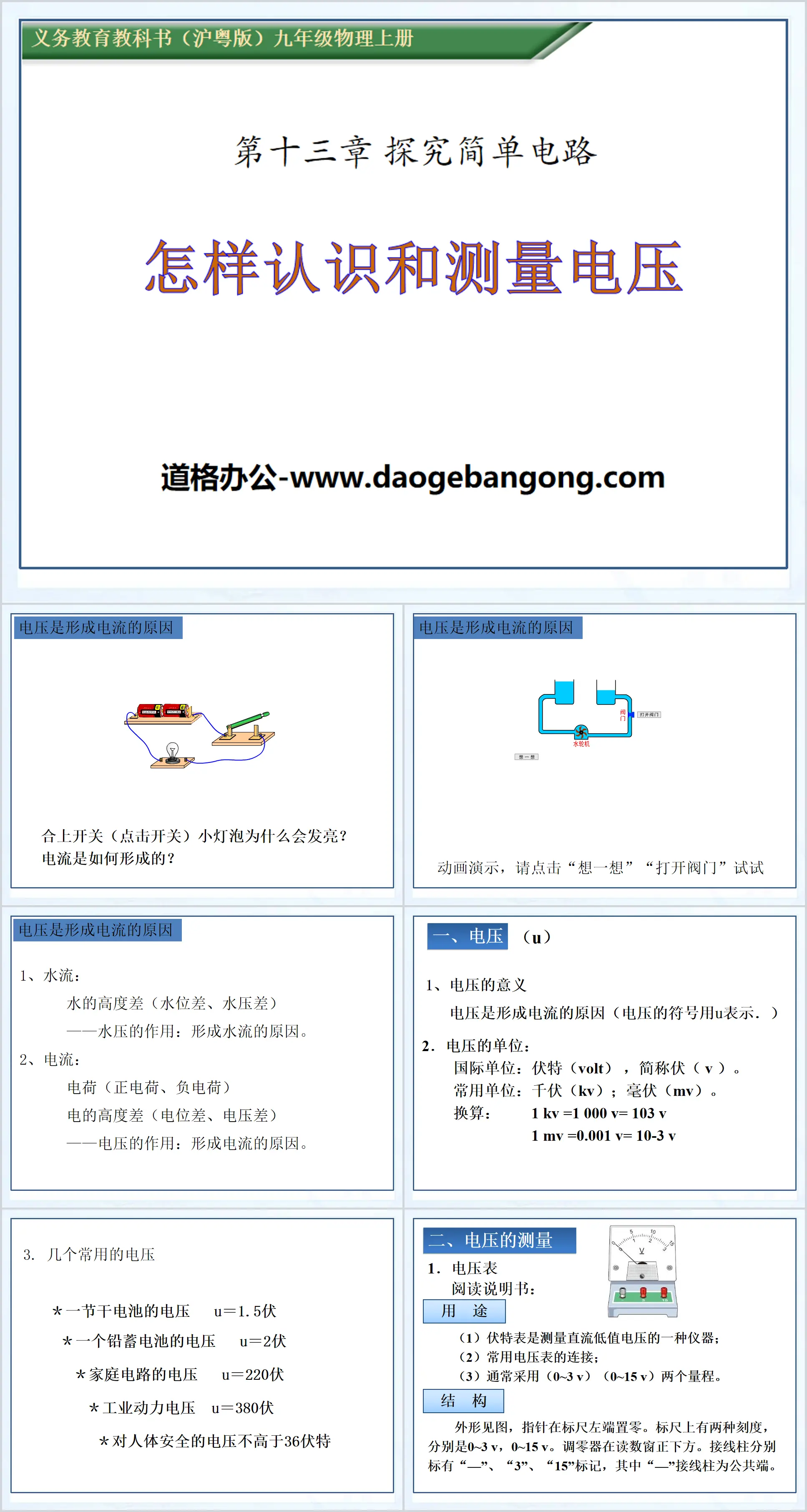 《怎麼認識與測量電壓》探究簡單電路PPT課件2