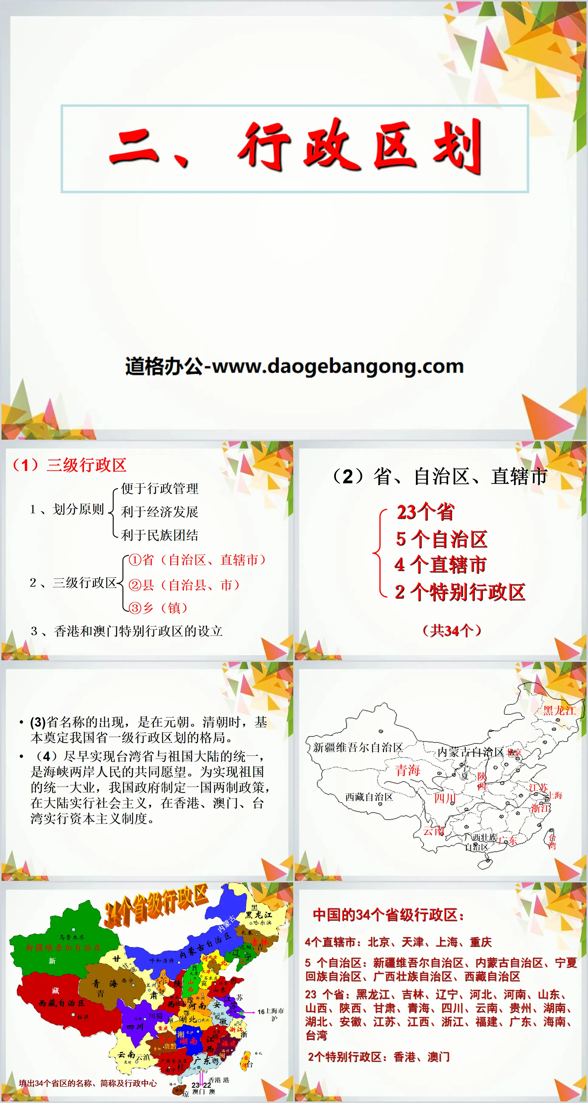 "Administrative Divisions" Hometowns of People of All Nationalities in China PPT Courseware