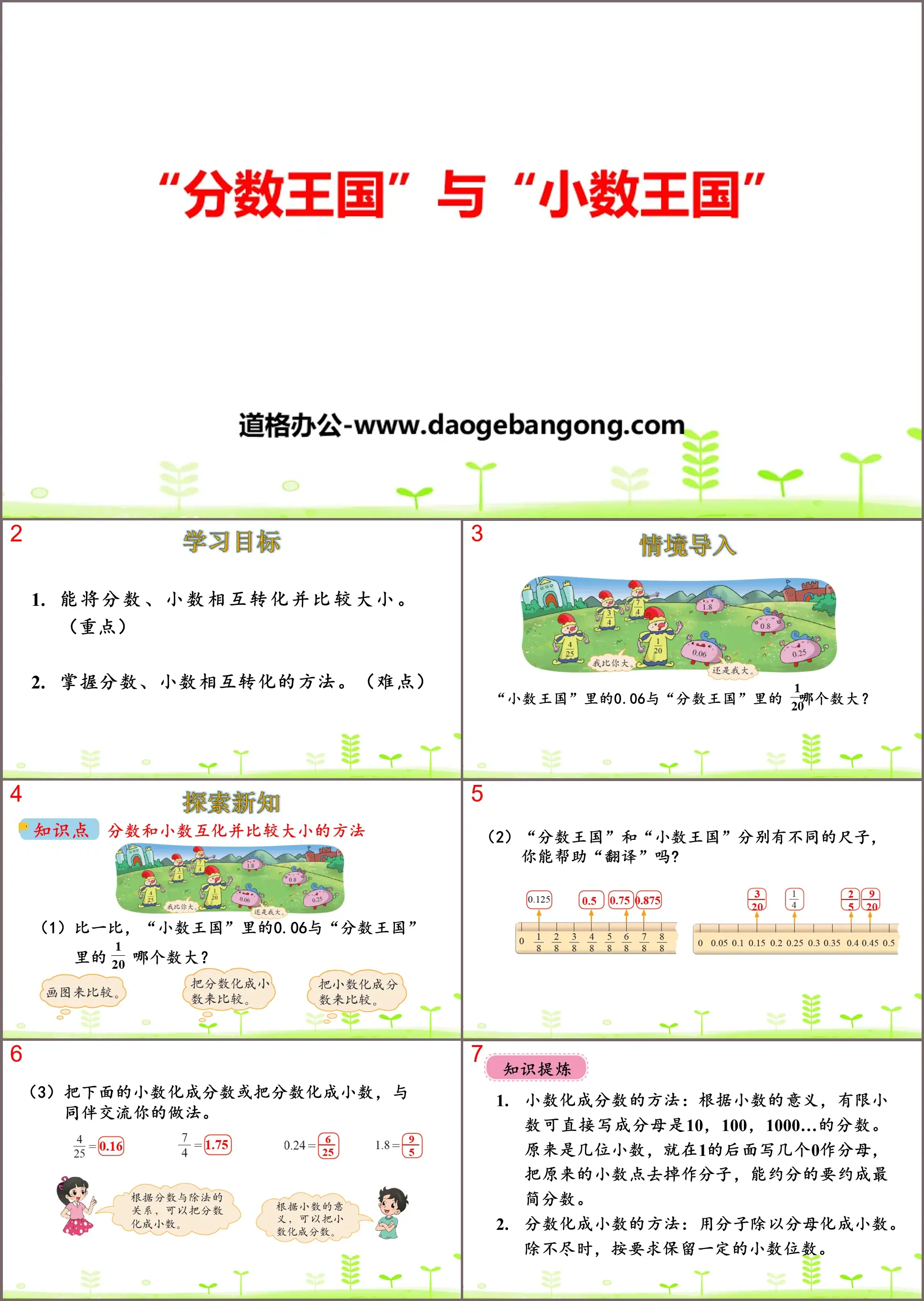 《“分数王国”与“小数王国”》分数加减法PPT下载