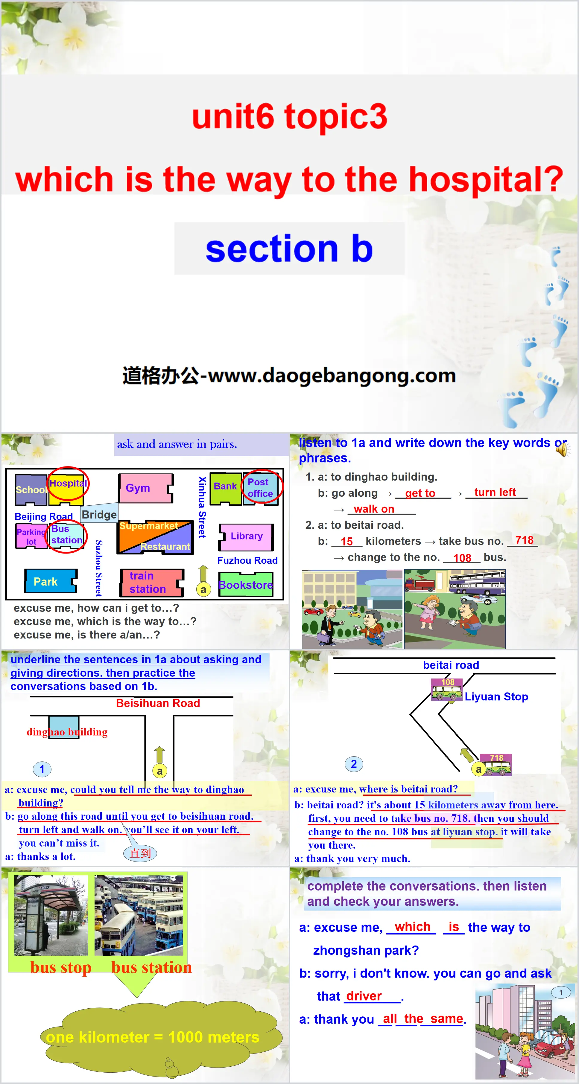 《Which is the way to the hospital?》SectionB PPT
