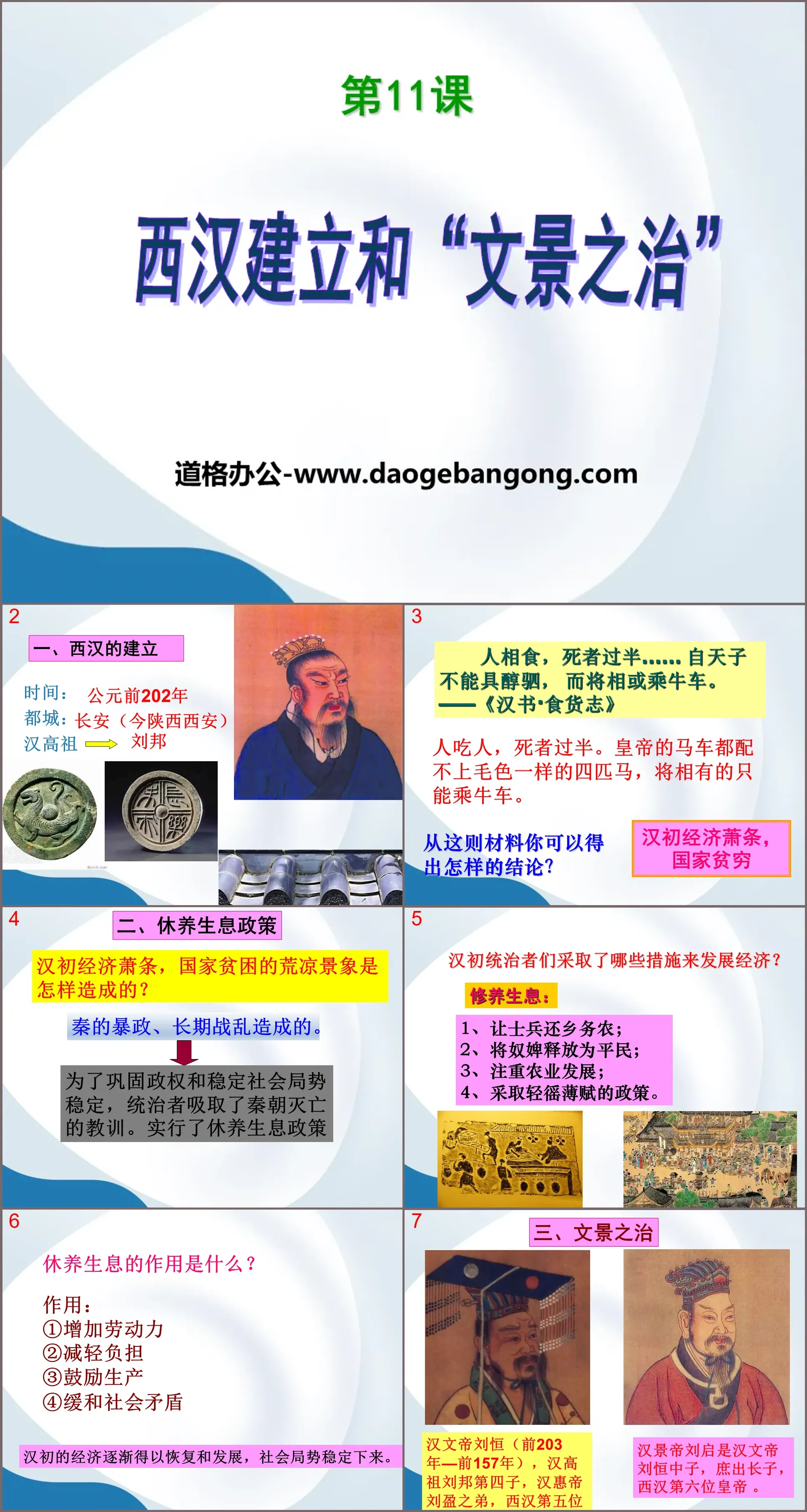 "The Establishment of the Western Han Dynasty and the "Government of Wenjing"" PPT courseware download