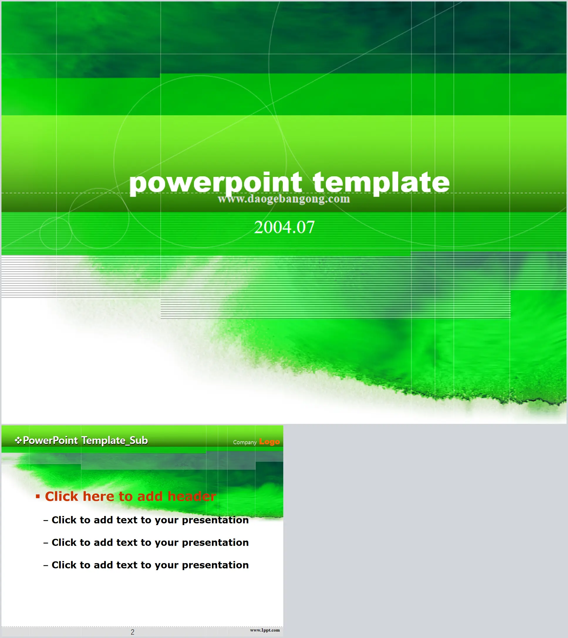 Green foreign classic PPT template download