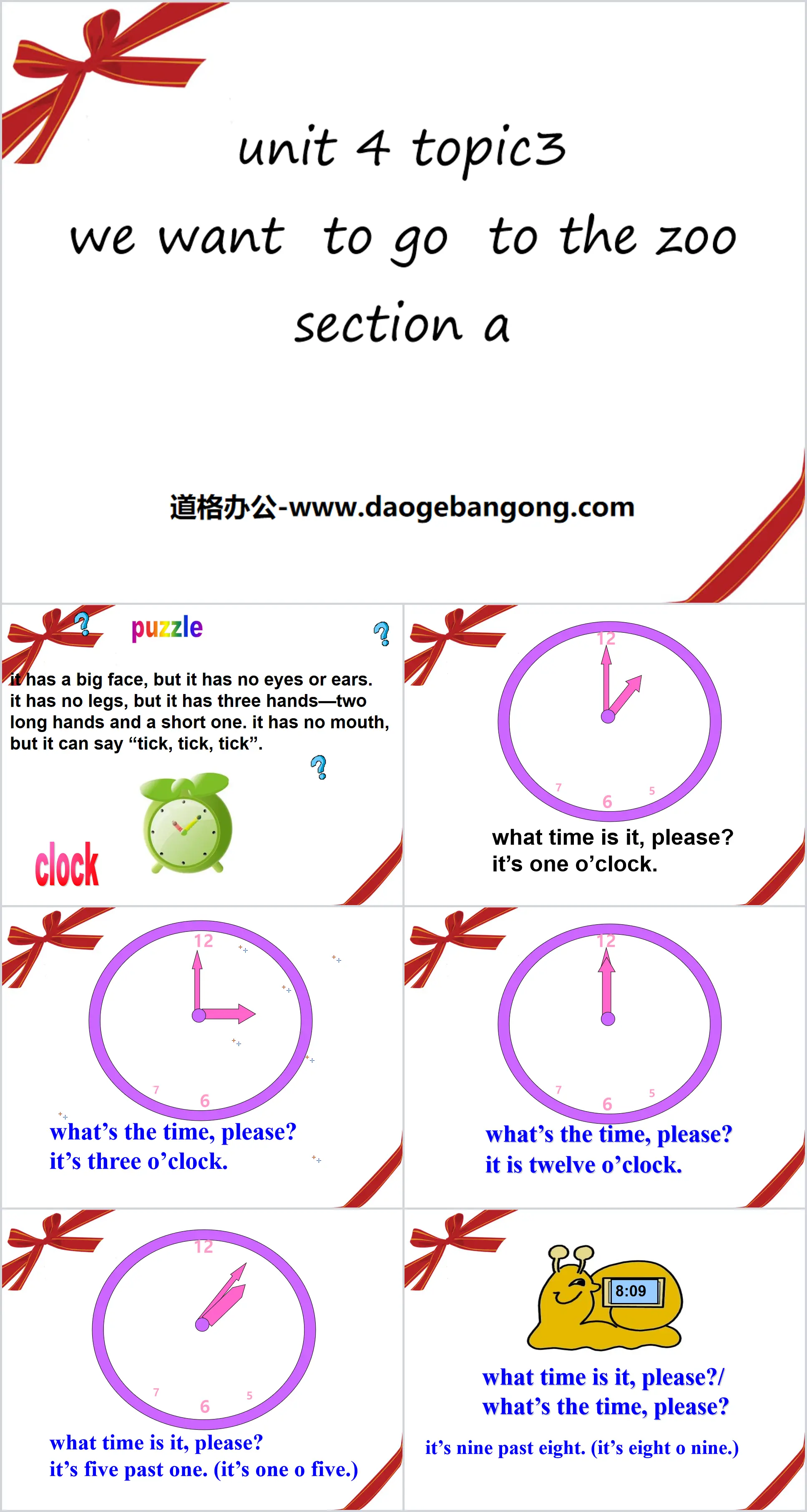 "What time is it now?" SectionA PPT