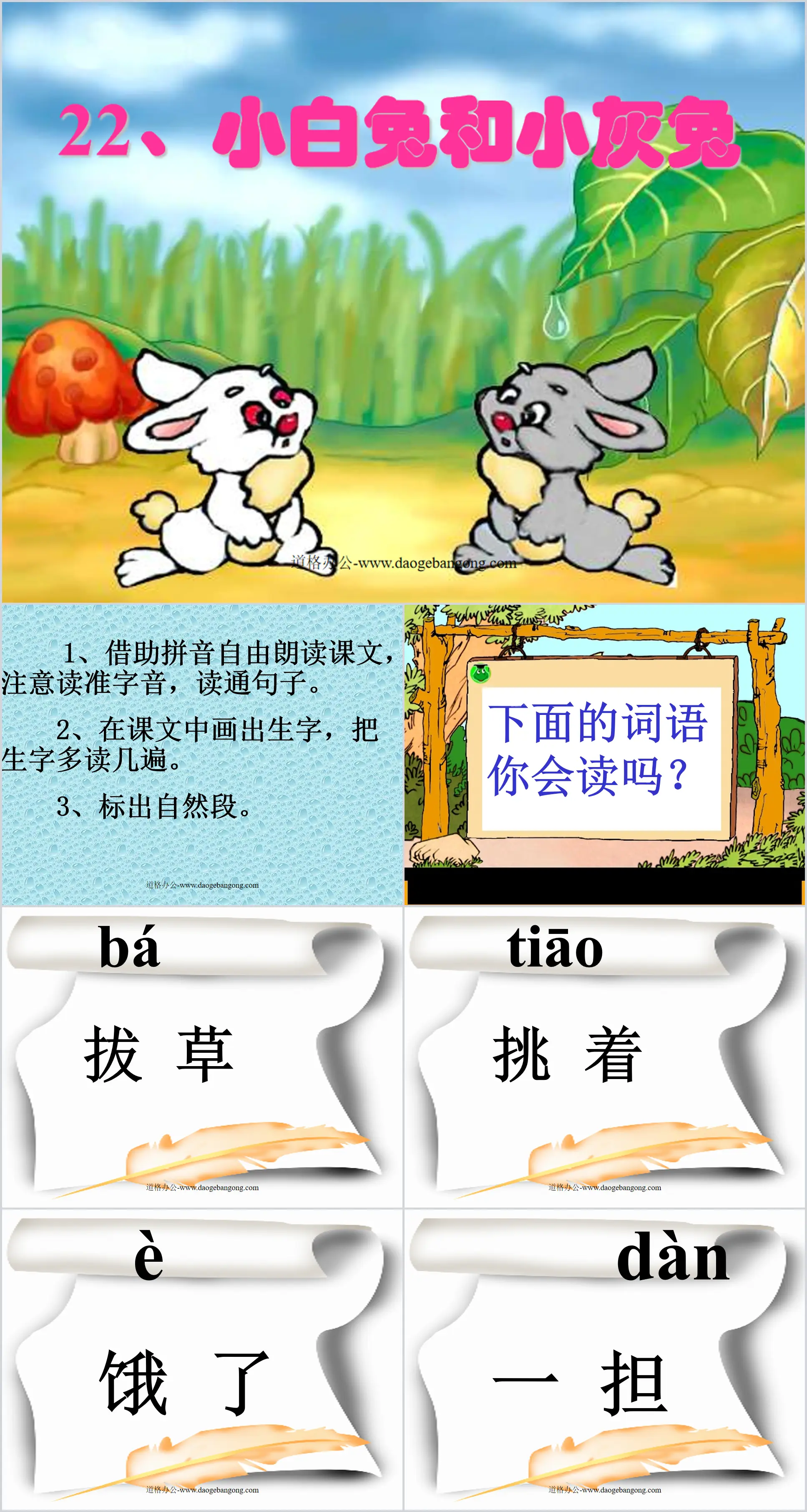 "Little White Rabbit and Little Gray Rabbit" PPT Courseware 2