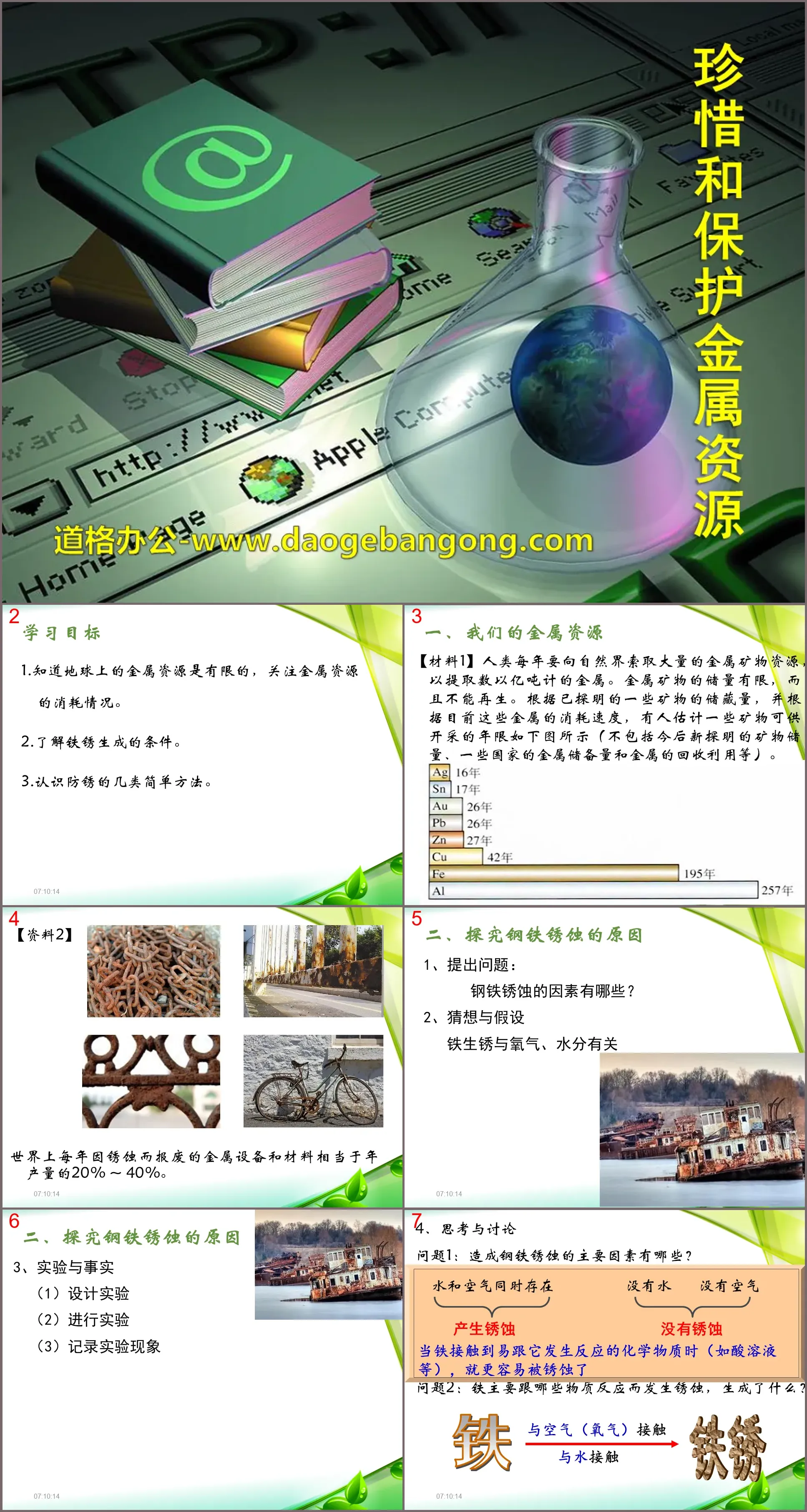 "Cherish and Protect Metal Resources" Metal PPT Courseware 2