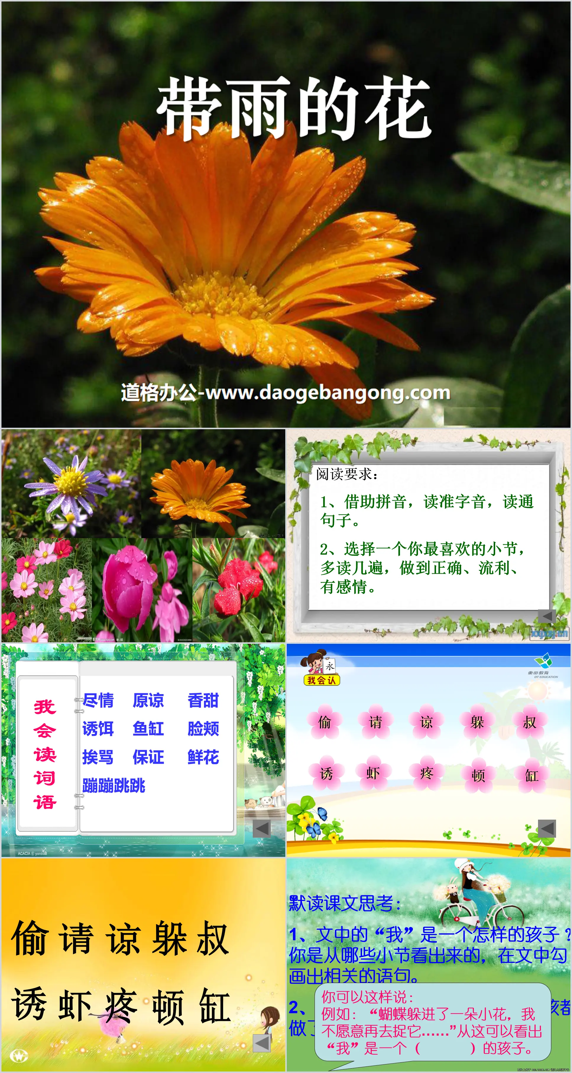 "Flowers with Rain" PPT Courseware 3