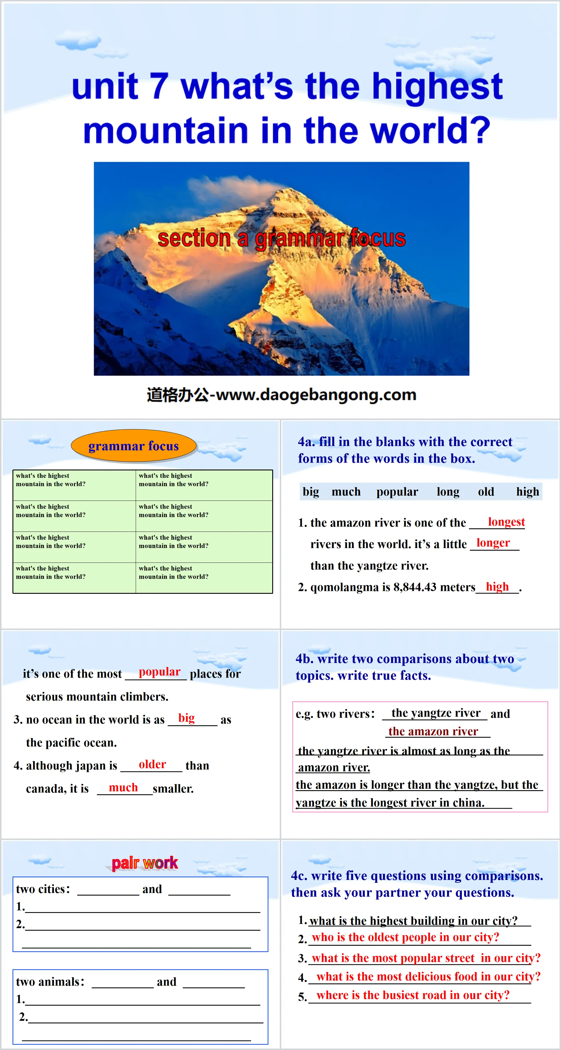 《What's the highest mountain in the world?》PPT課件6