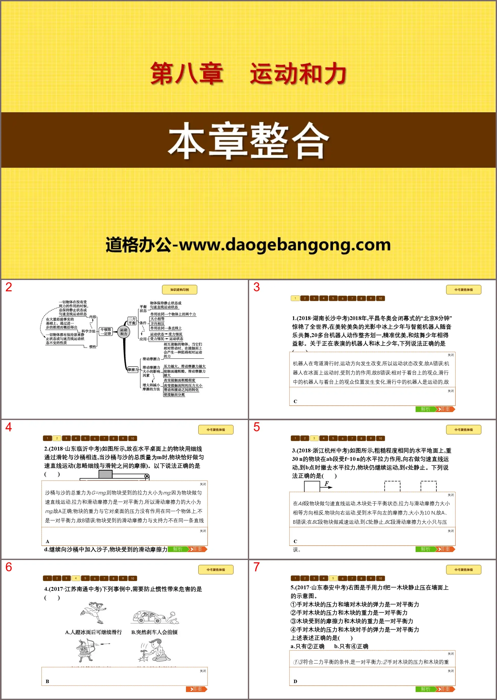 《本章整合》运动和力PPT