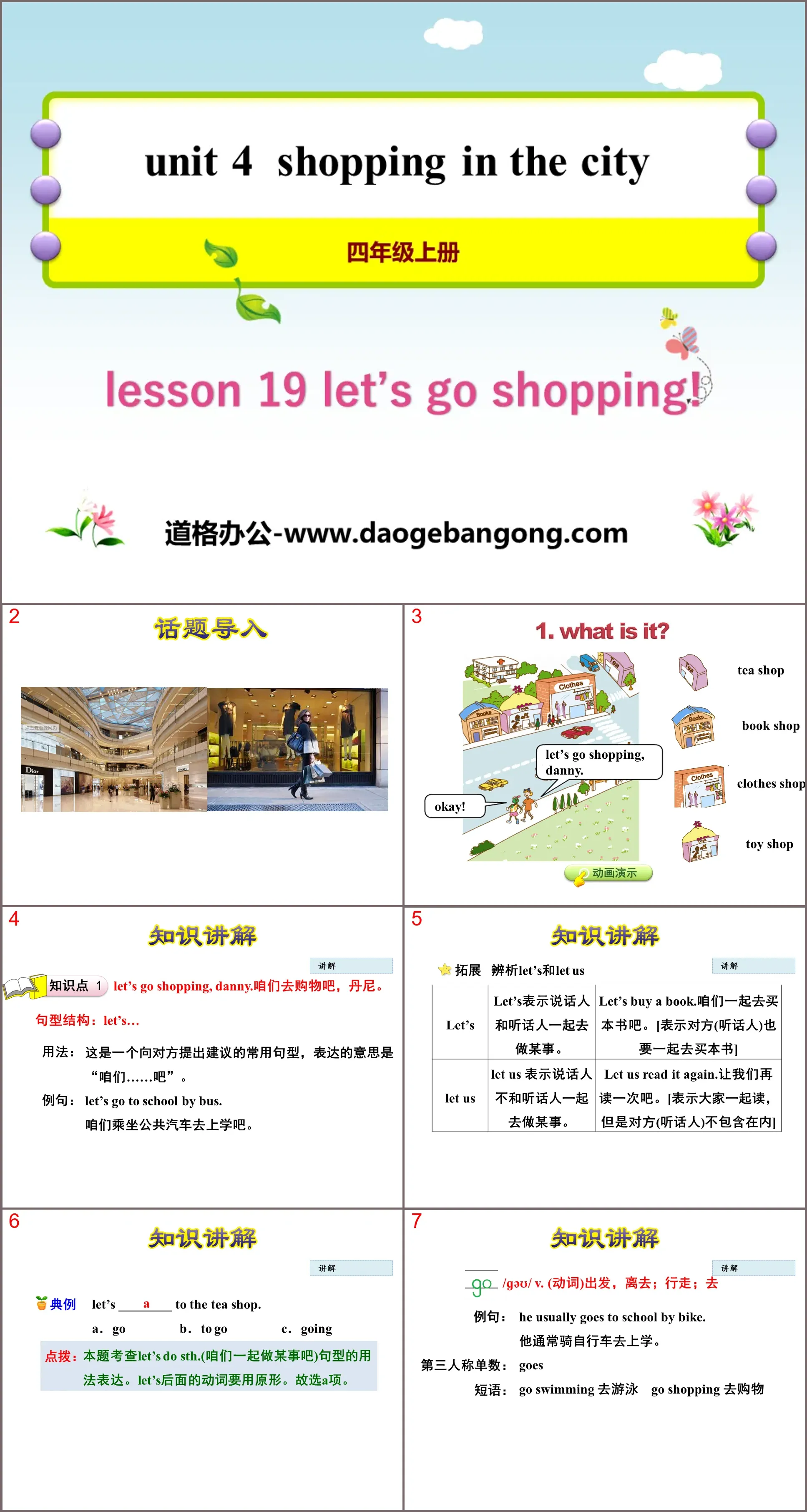 "Let's Go Shopping" Shopping in the City PPT courseware