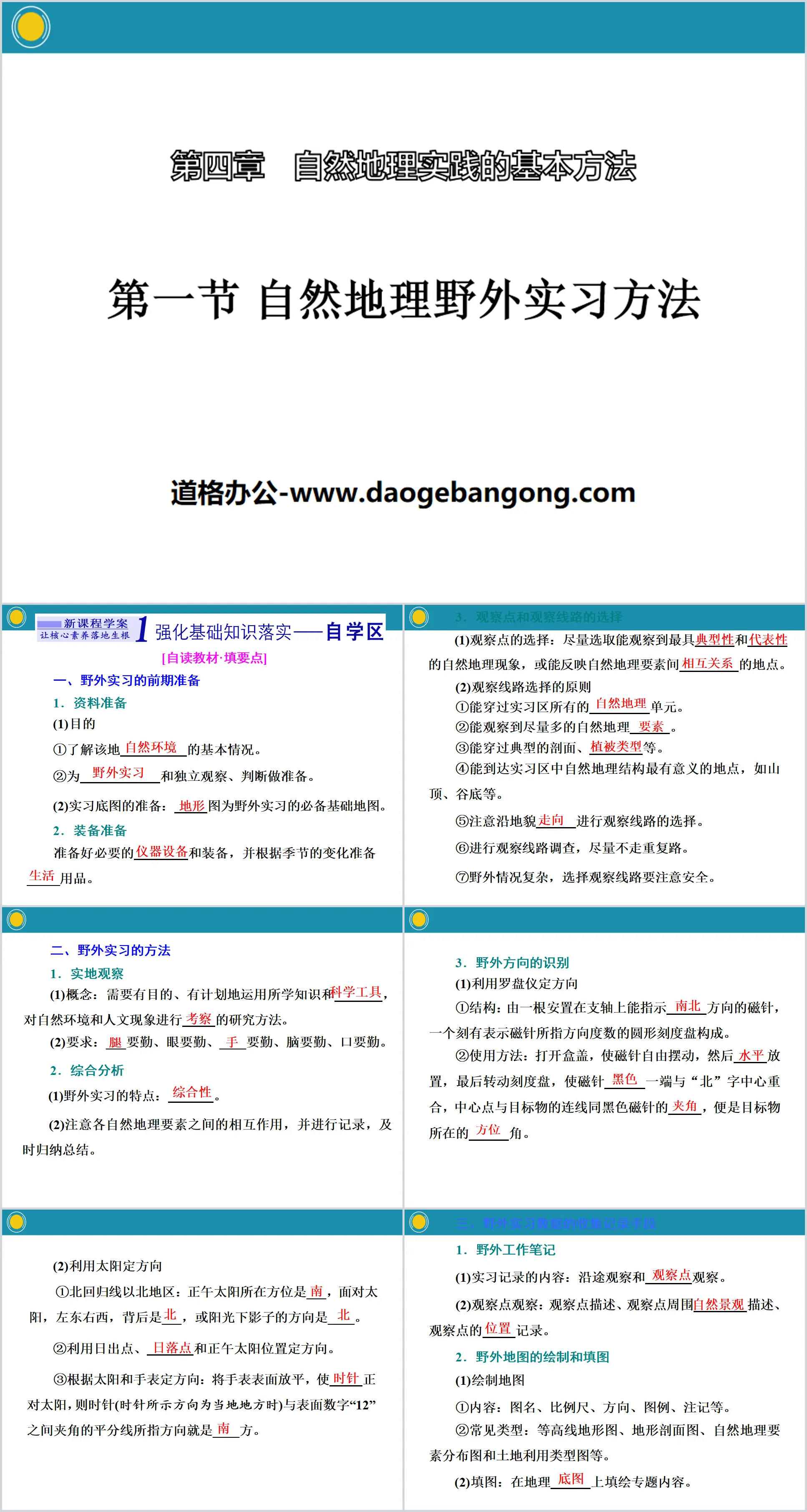 《自然地理野外实习方法》自然地理实践的基本方法PPT课件
