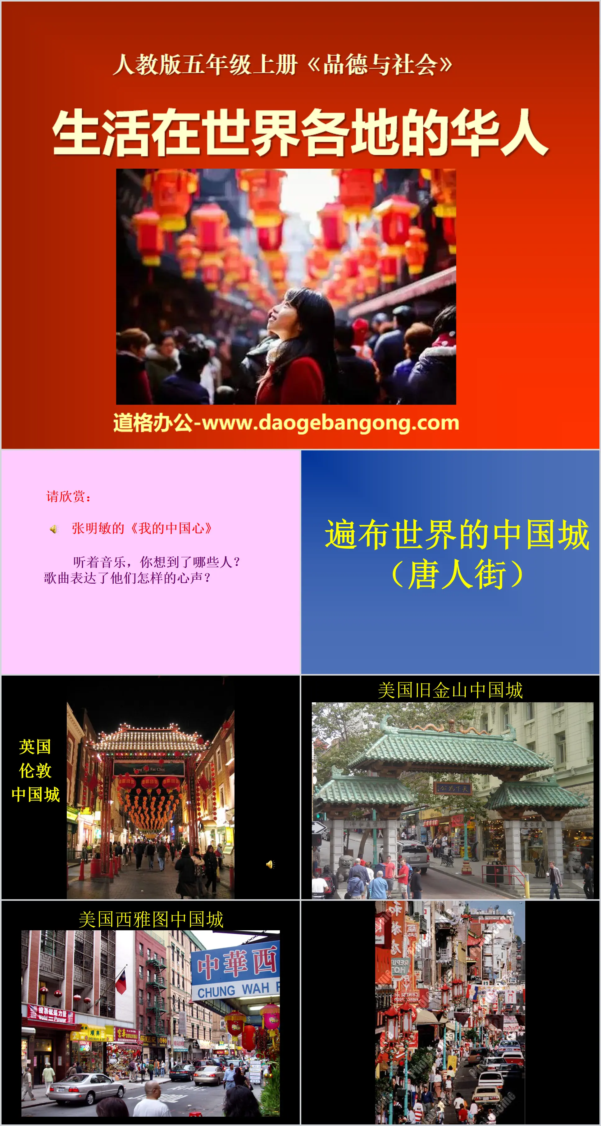 "Chinese Living Around the World" We Are All Chinese Sons and Daughters PPT Courseware 3