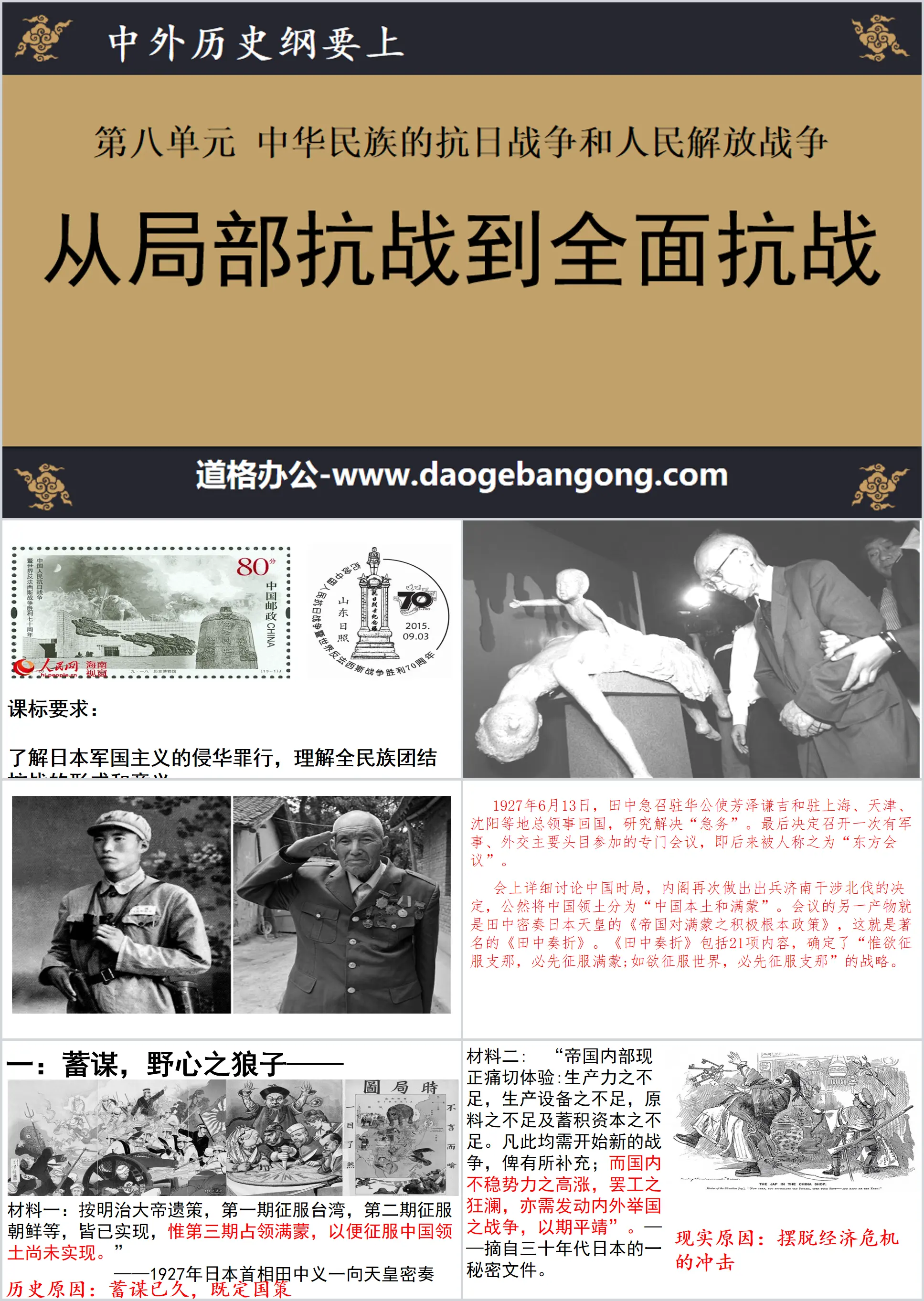 « De la guerre de résistance partielle à la guerre de résistance totale » PPT de la guerre de résistance de la nation chinoise contre l'agression japonaise et de la guerre populaire de libération