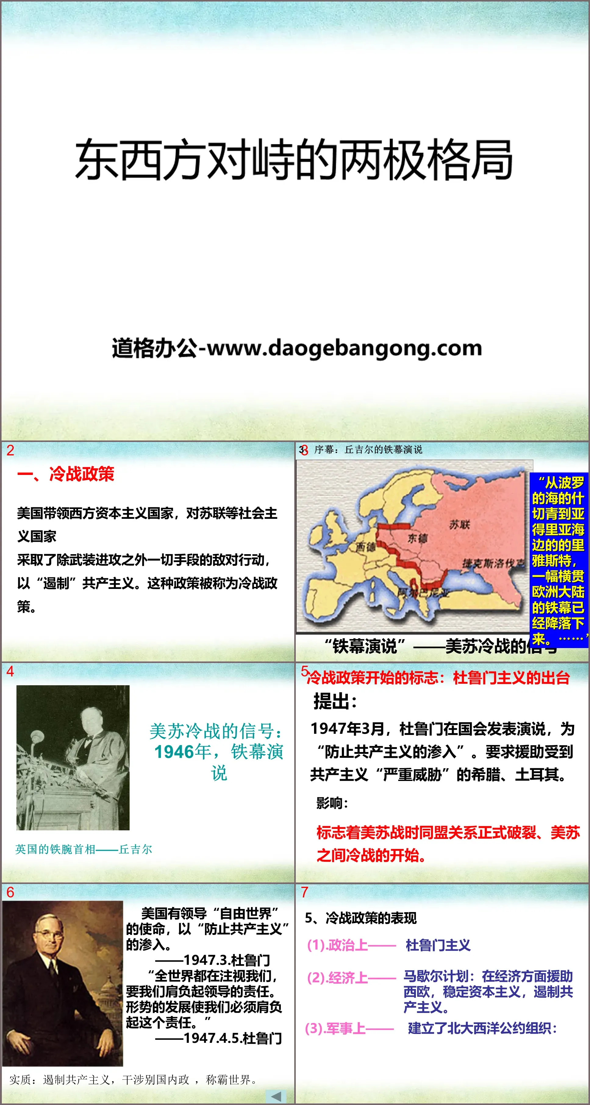 "The Bipolar Pattern of Confrontation between East and West" PPT courseware on the world under the bipolar pattern