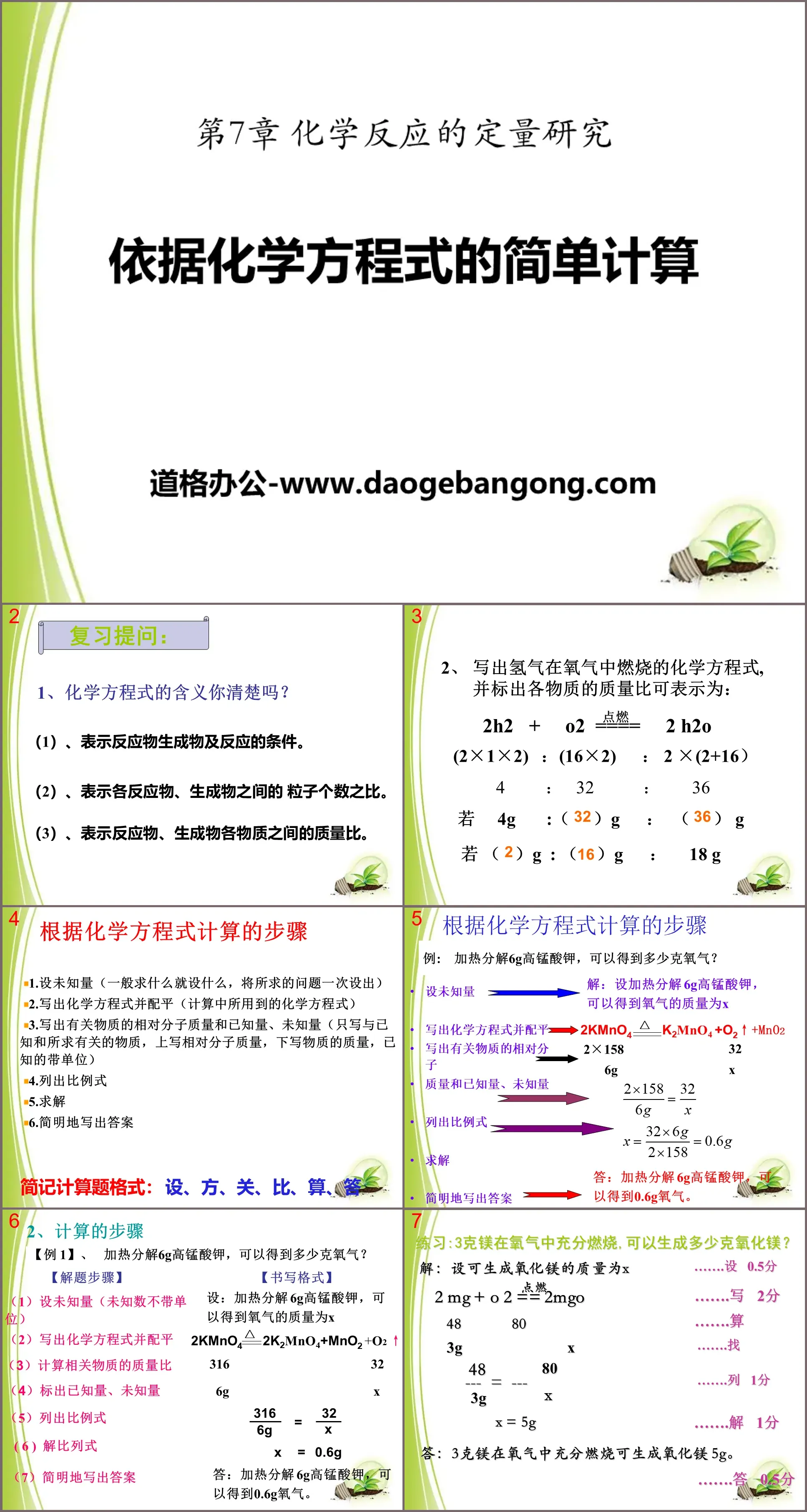 "Simple Calculation Based on Chemical Equations" Quantitative Research on Chemical Reactions PPT Courseware