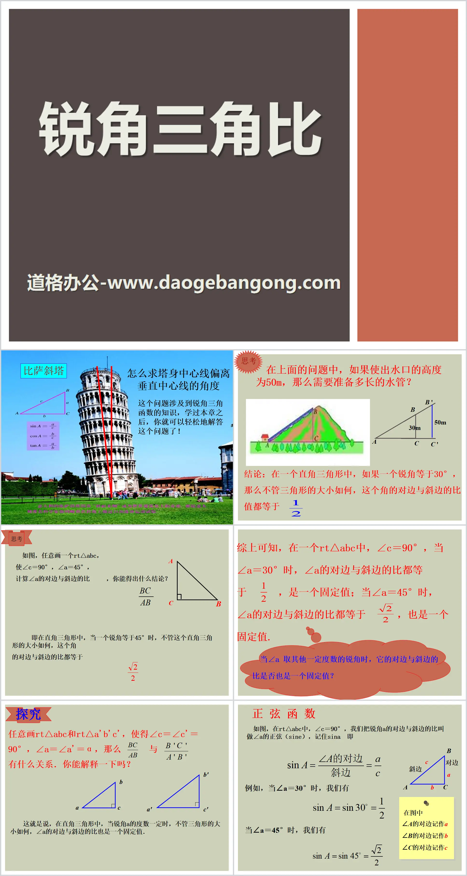 Cours PPT « Rapport trigonométrique des angles aigus »