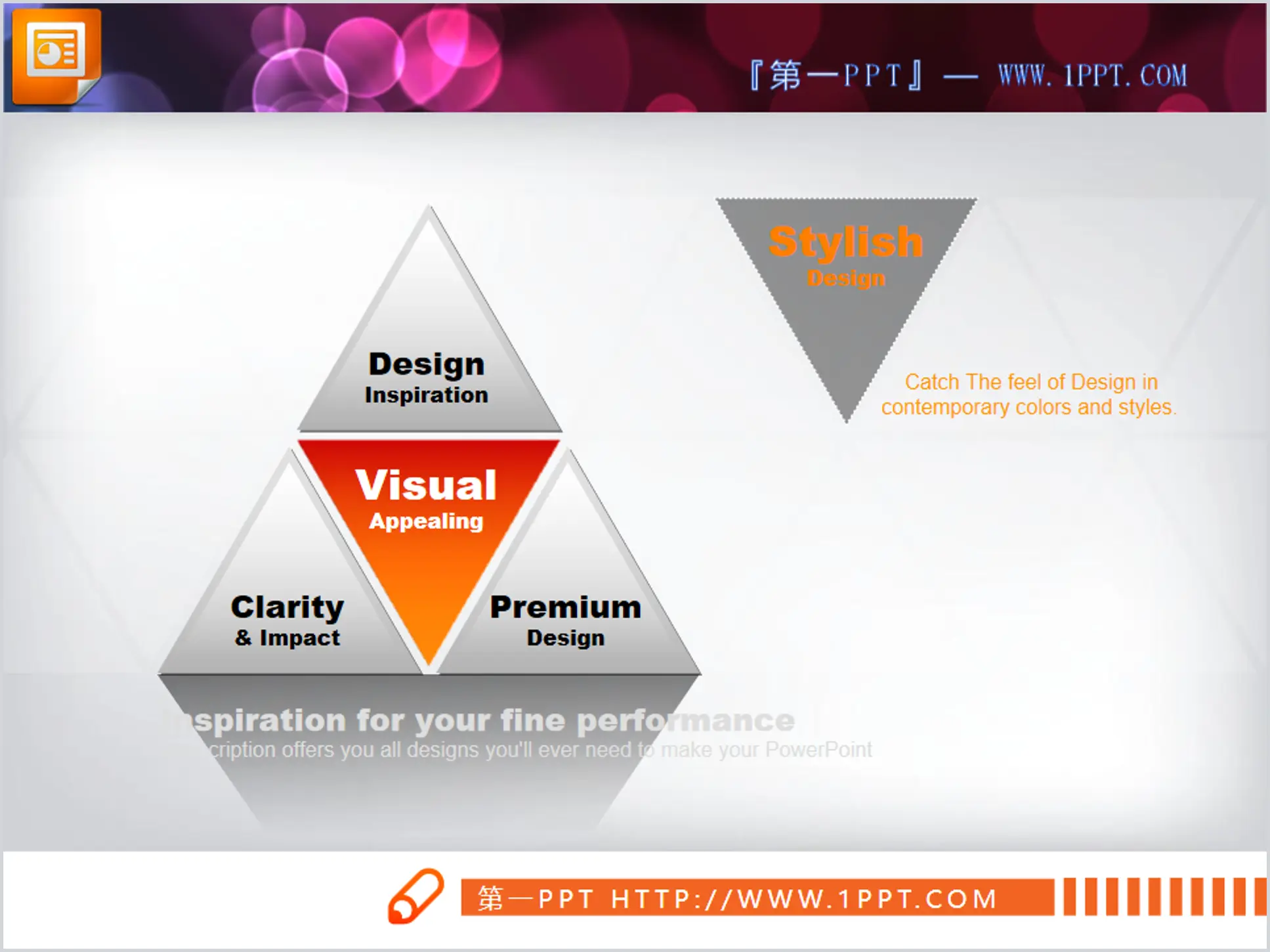 A triangular PPT chart template of parallel combination relationship