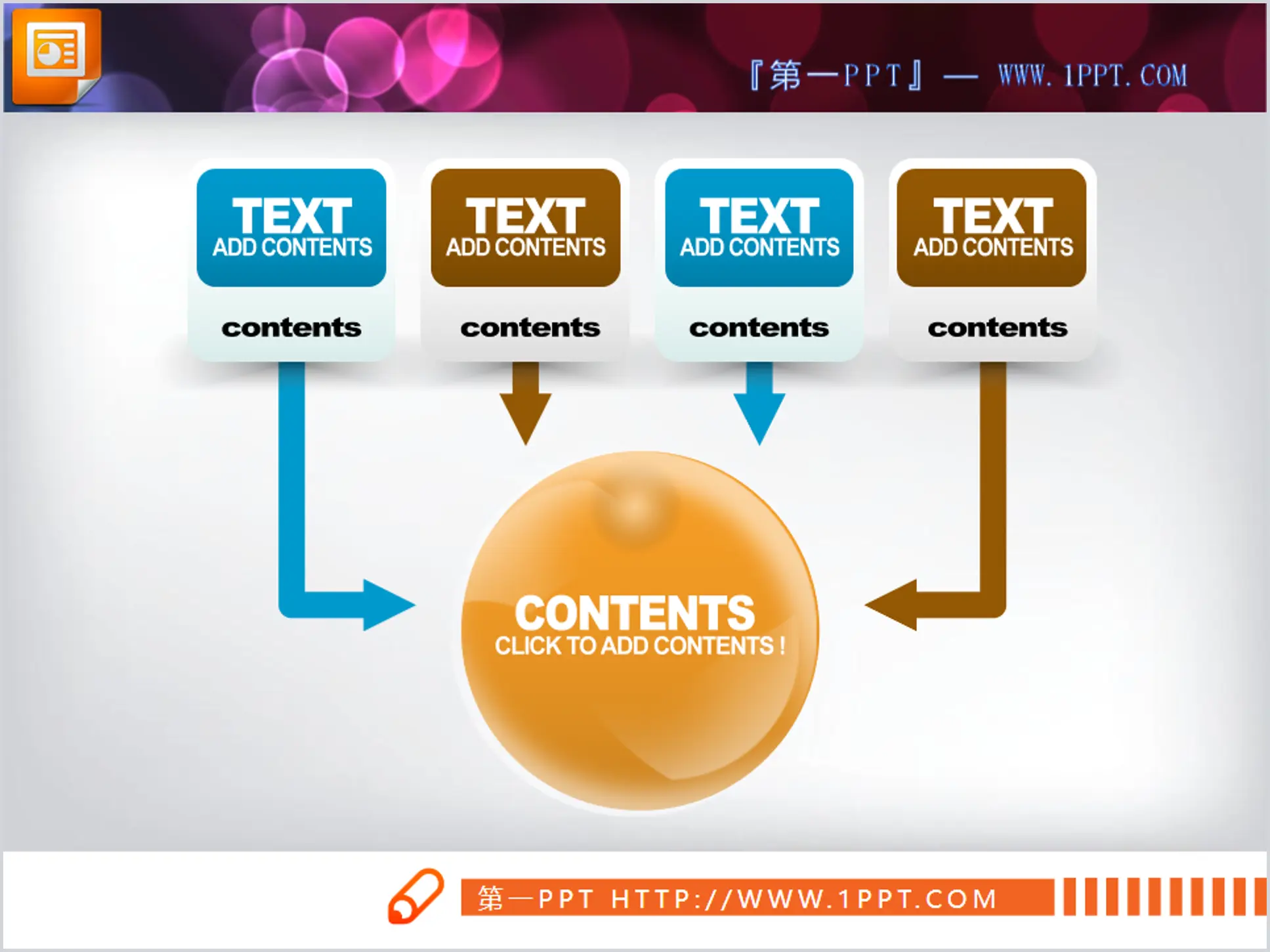 Un modèle de graphique PowerPoint de relation d'agrégation tridimensionnelle