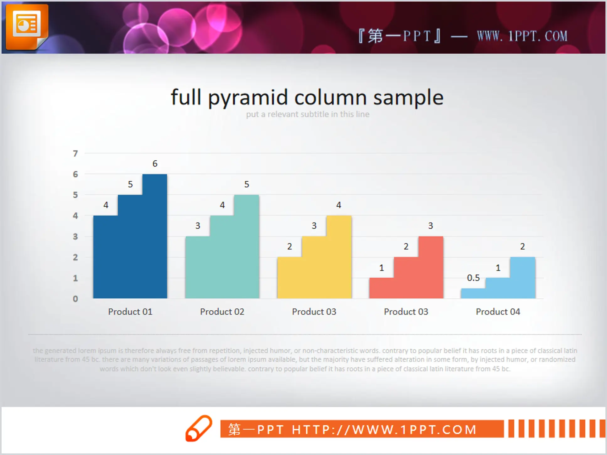 Exquisite color three-dimensional PPT histogram chart