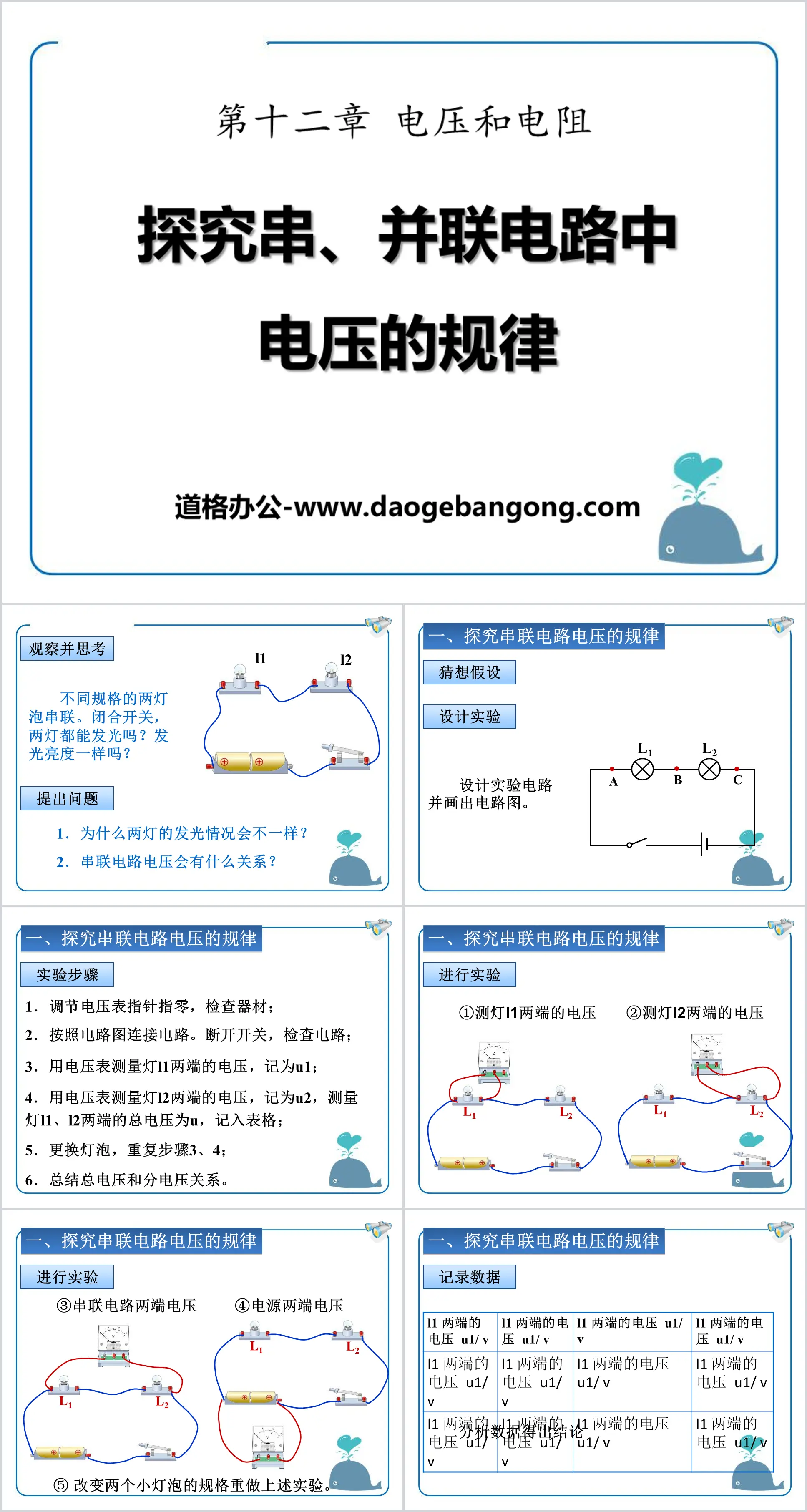 《探究串、並聯電路中電壓的規律》電壓和電阻PPT課件