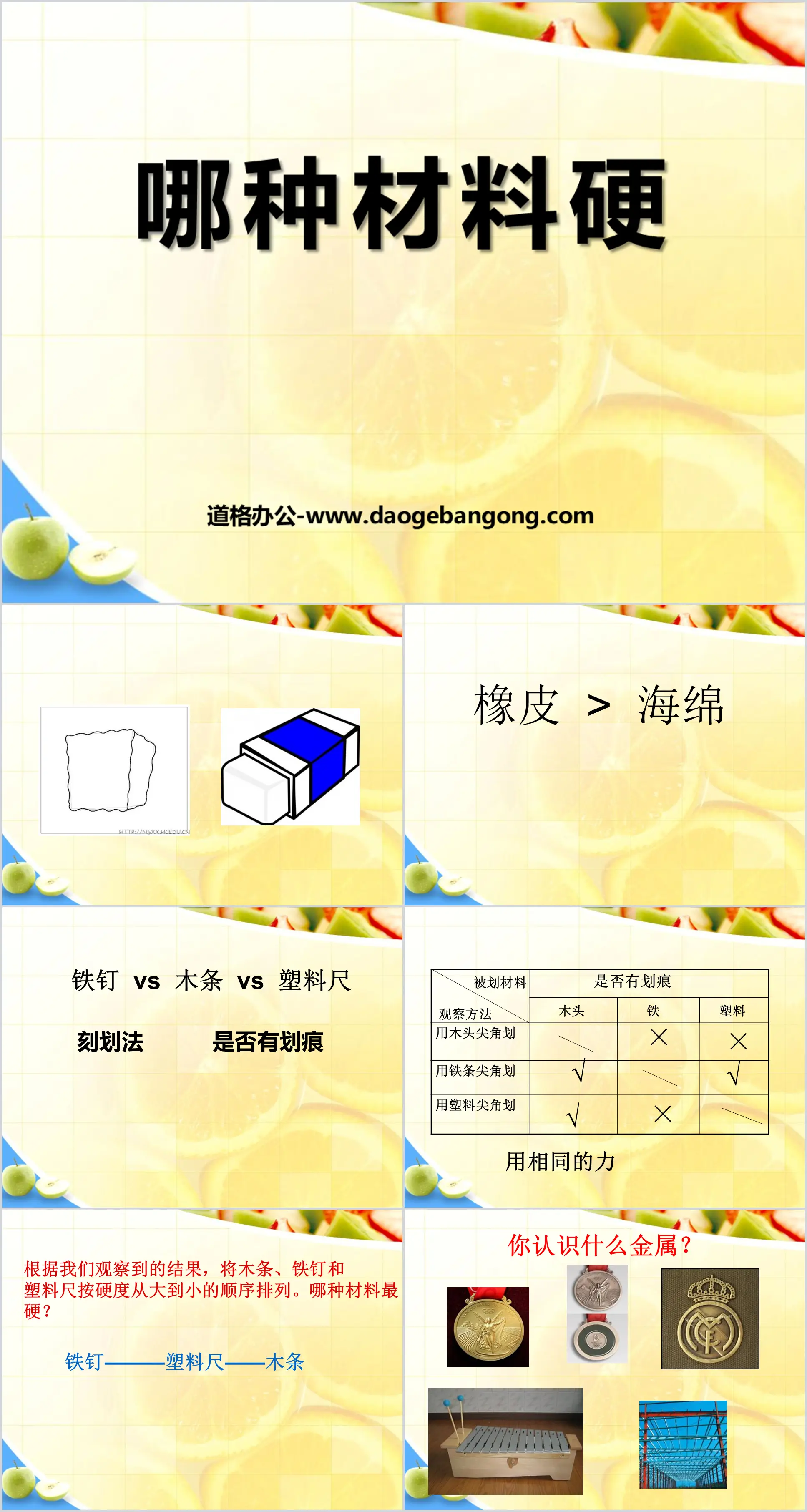 《哪種材料硬》我們周圍的材料PPT課件