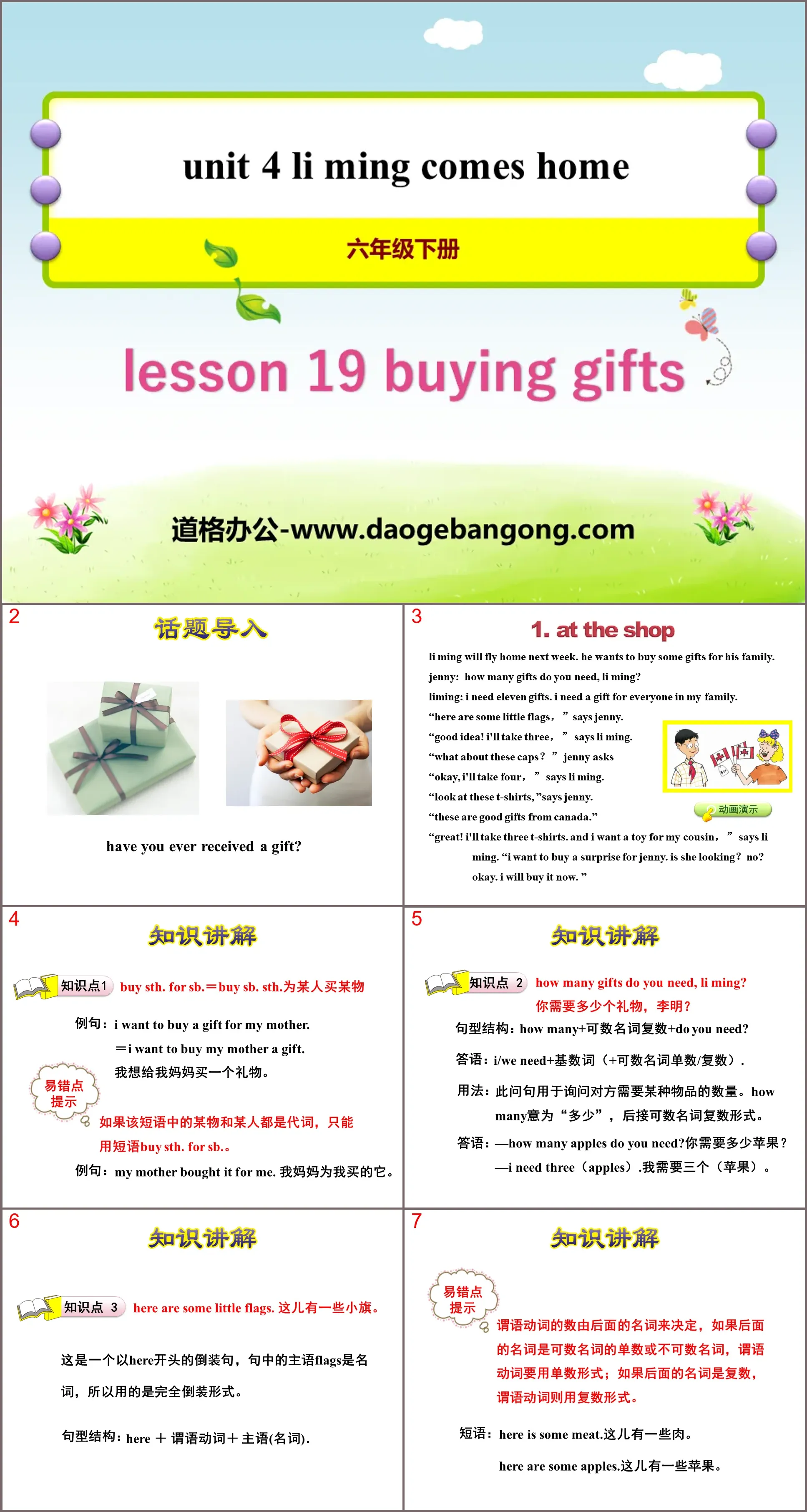 "Buying Gifts" Li Ming Comes Home PPT courseware