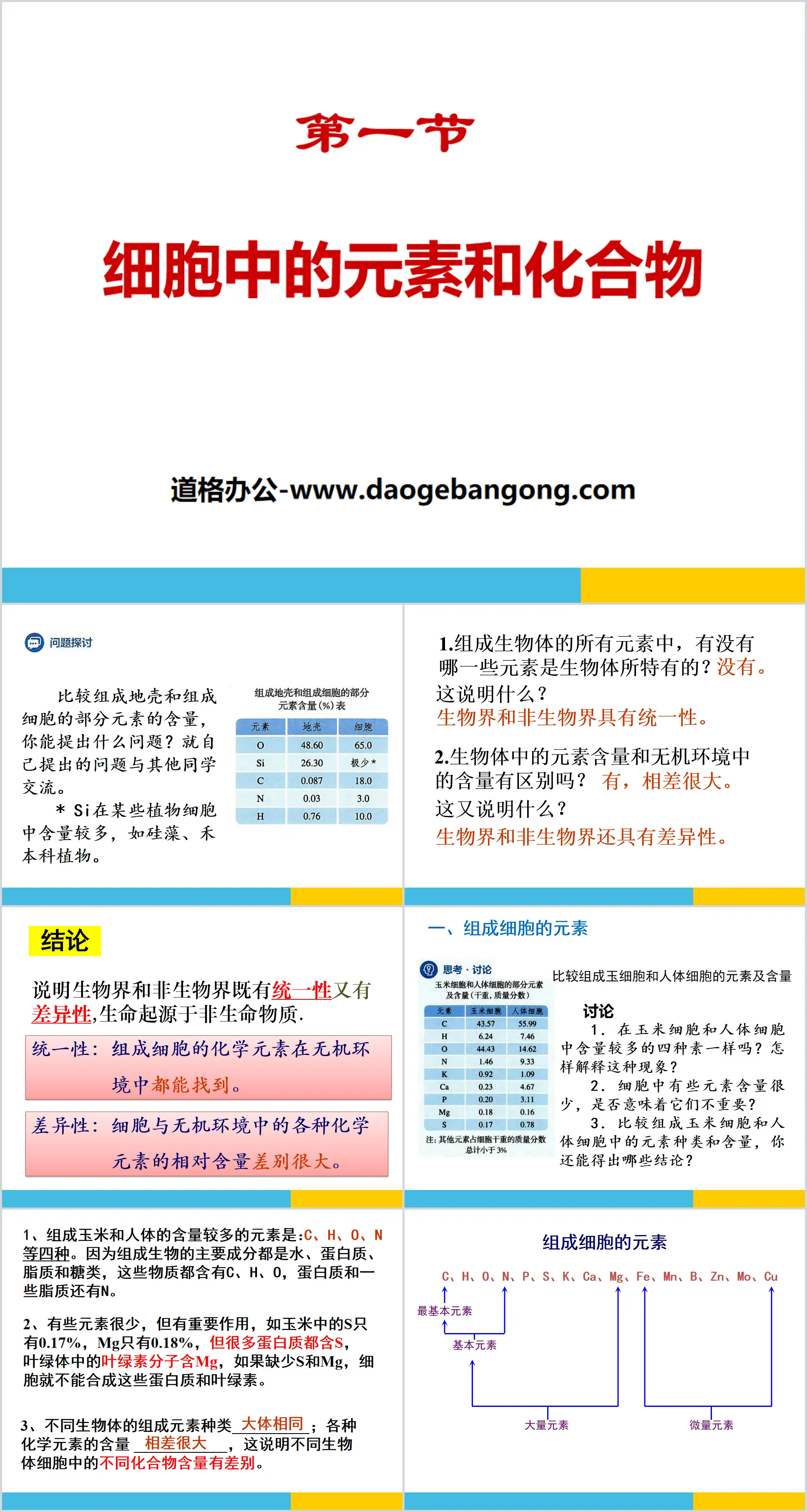 《细胞中的元素和化合物》组成细胞的分子PPT课件
