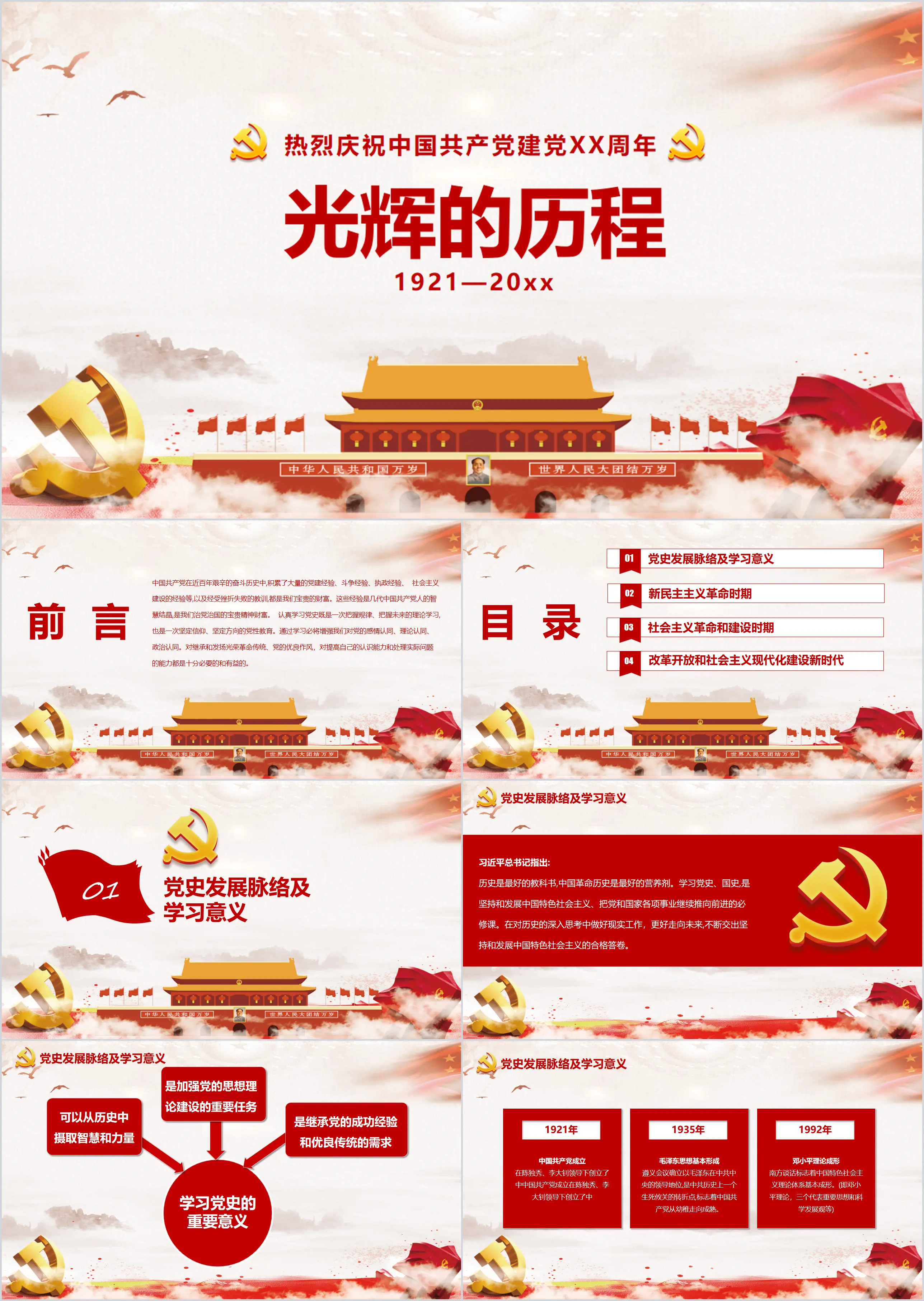 « Glorious Course » célèbre chaleureusement le XXe anniversaire de la fondation du Parti communiste chinois Modèle PPT