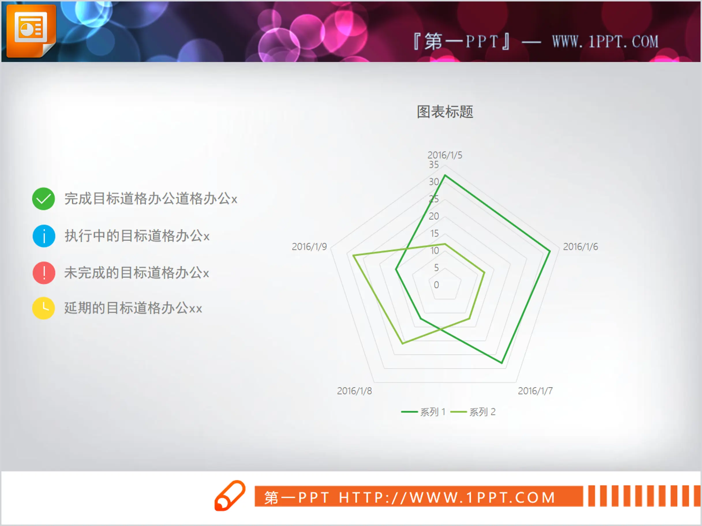 绿色细线幻灯片雷达图