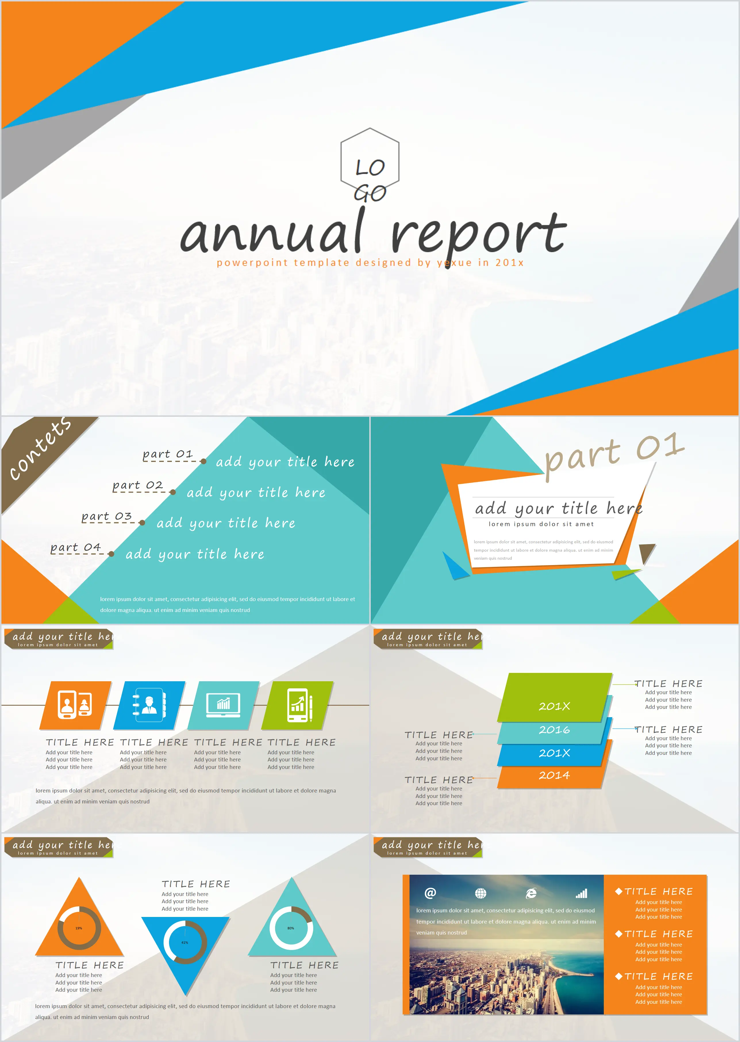 European and American business PPT template with colorful polygonal background