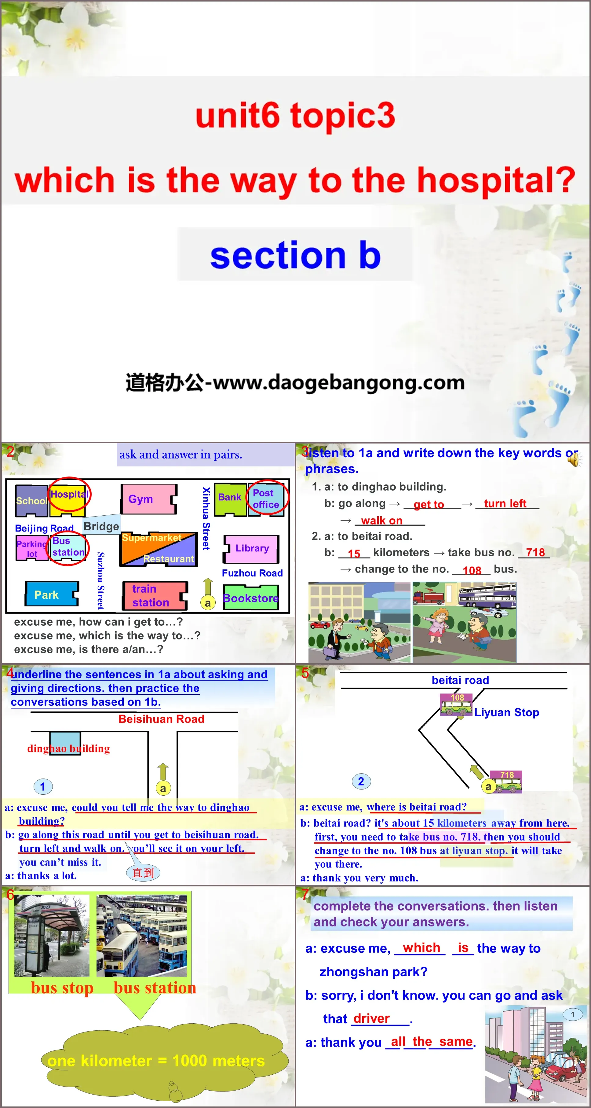 《Which is the way to the hospital?》SectionB PPT