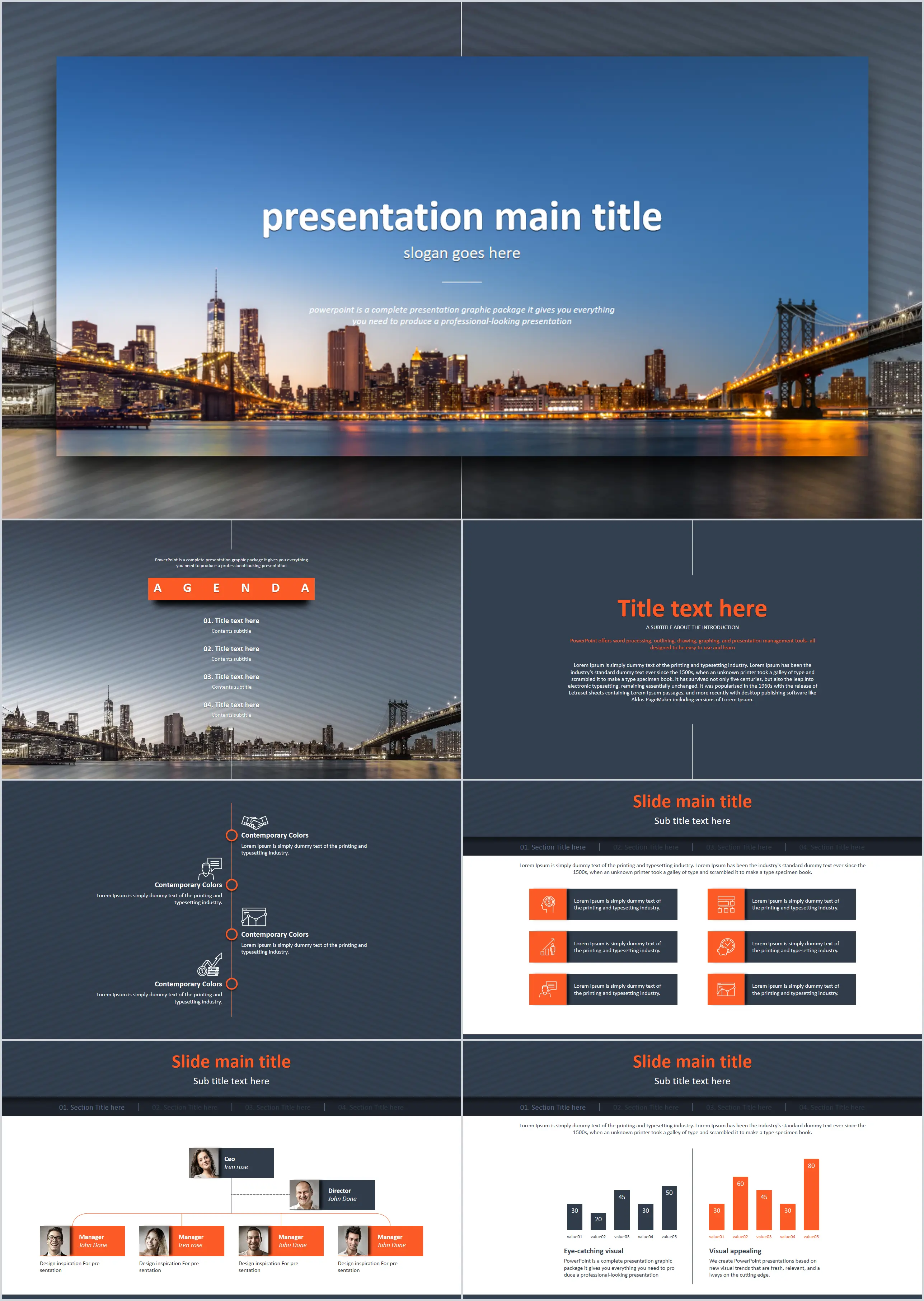 European and American architectural pictures typography design PPT template free download