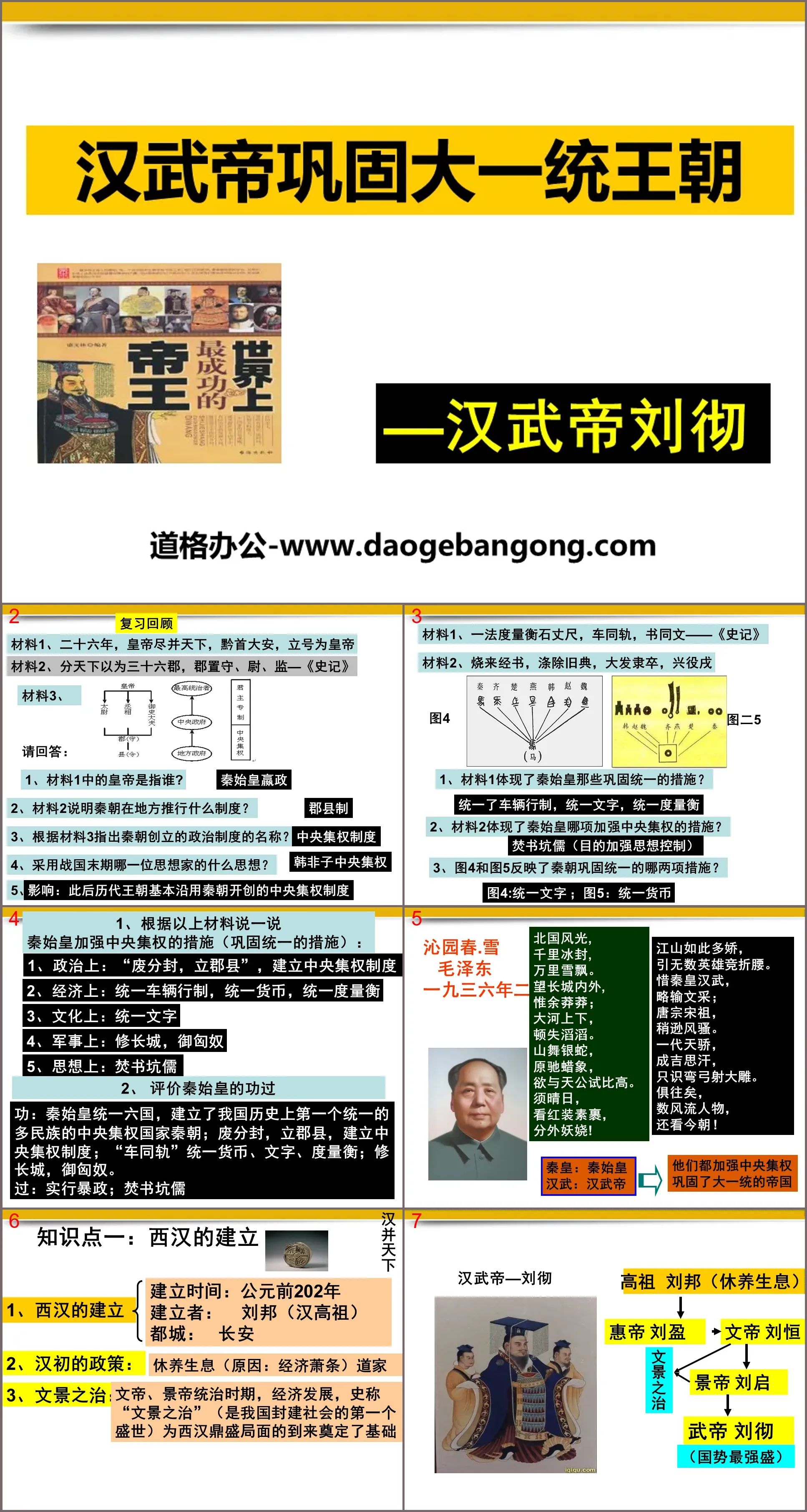 《汉武帝巩固大一统王朝》PPT课件下载