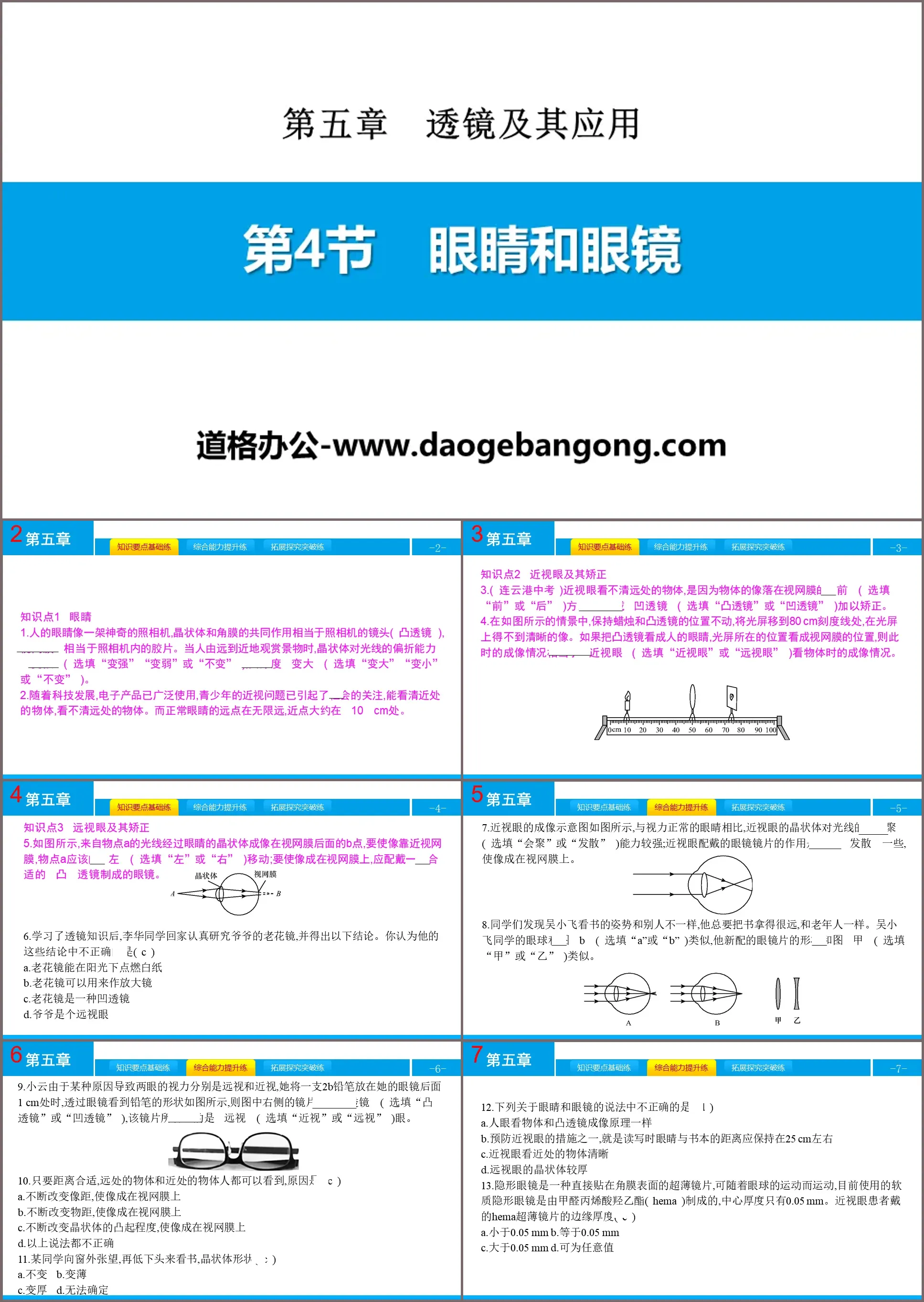 "Eyes and Glasses" Lenses and their applications PPT download