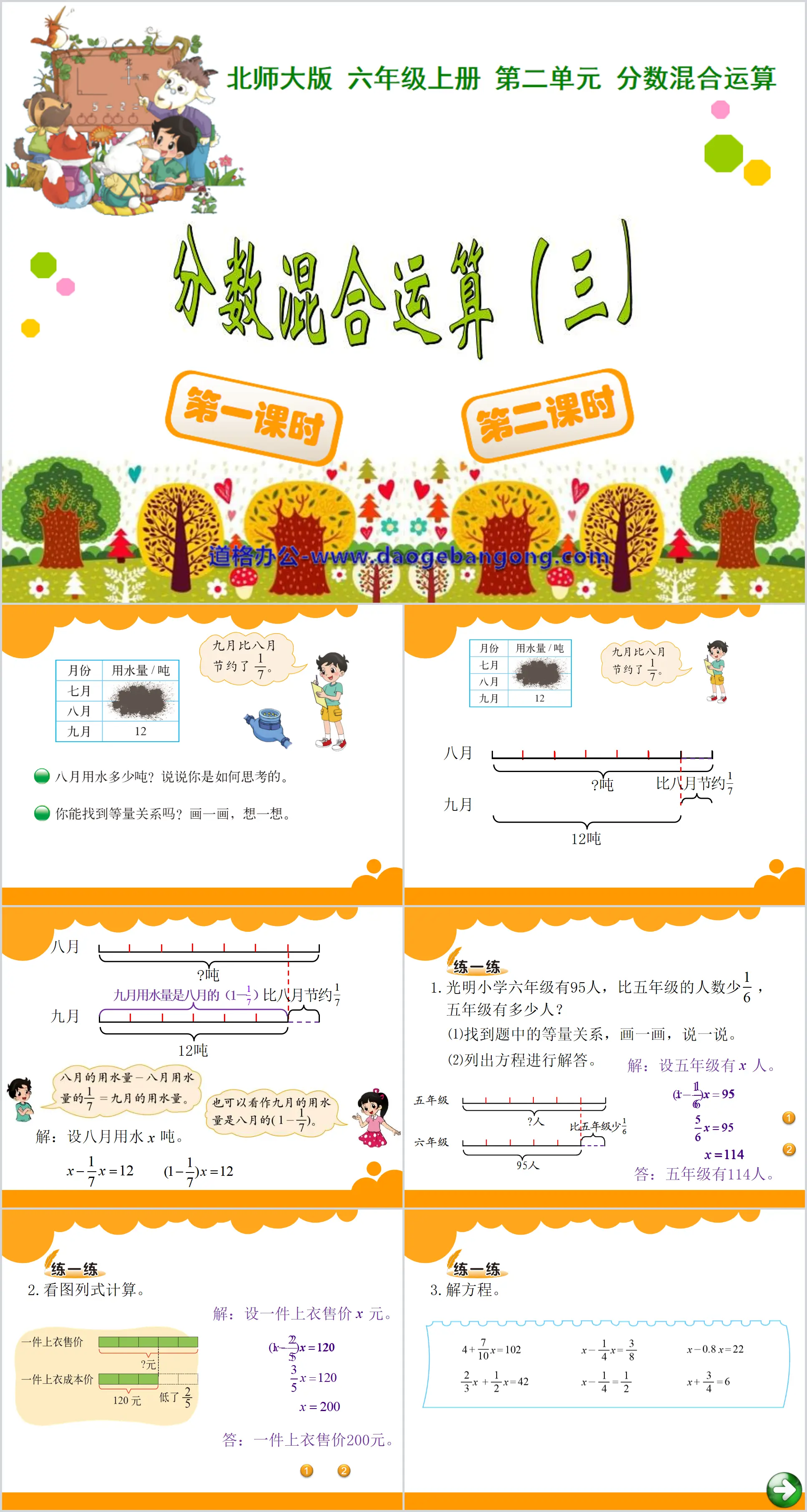 "Mixed Fraction Operations" PPT Courseware 3