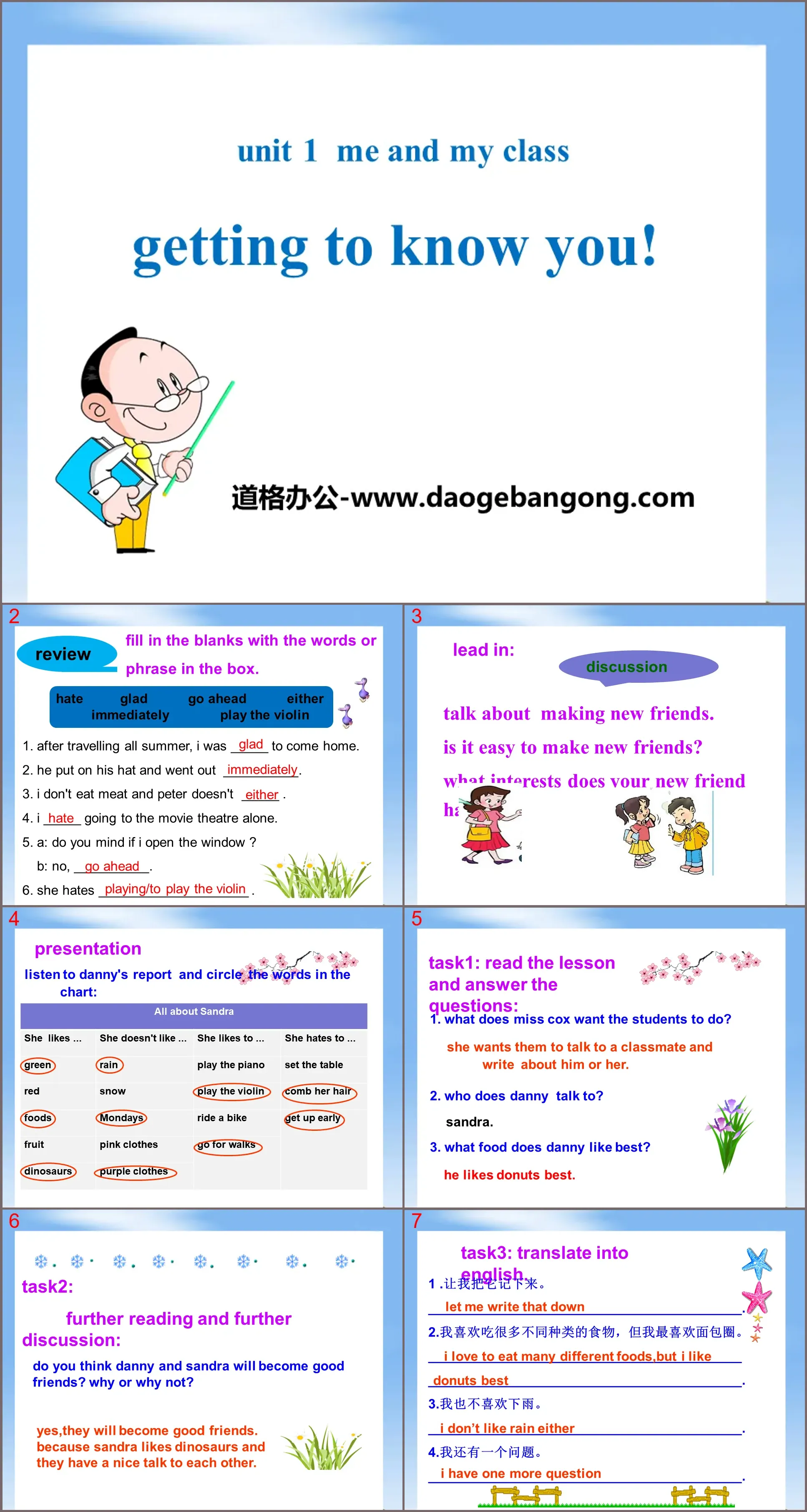 《Getting to know you》Me and My Class PPT下载