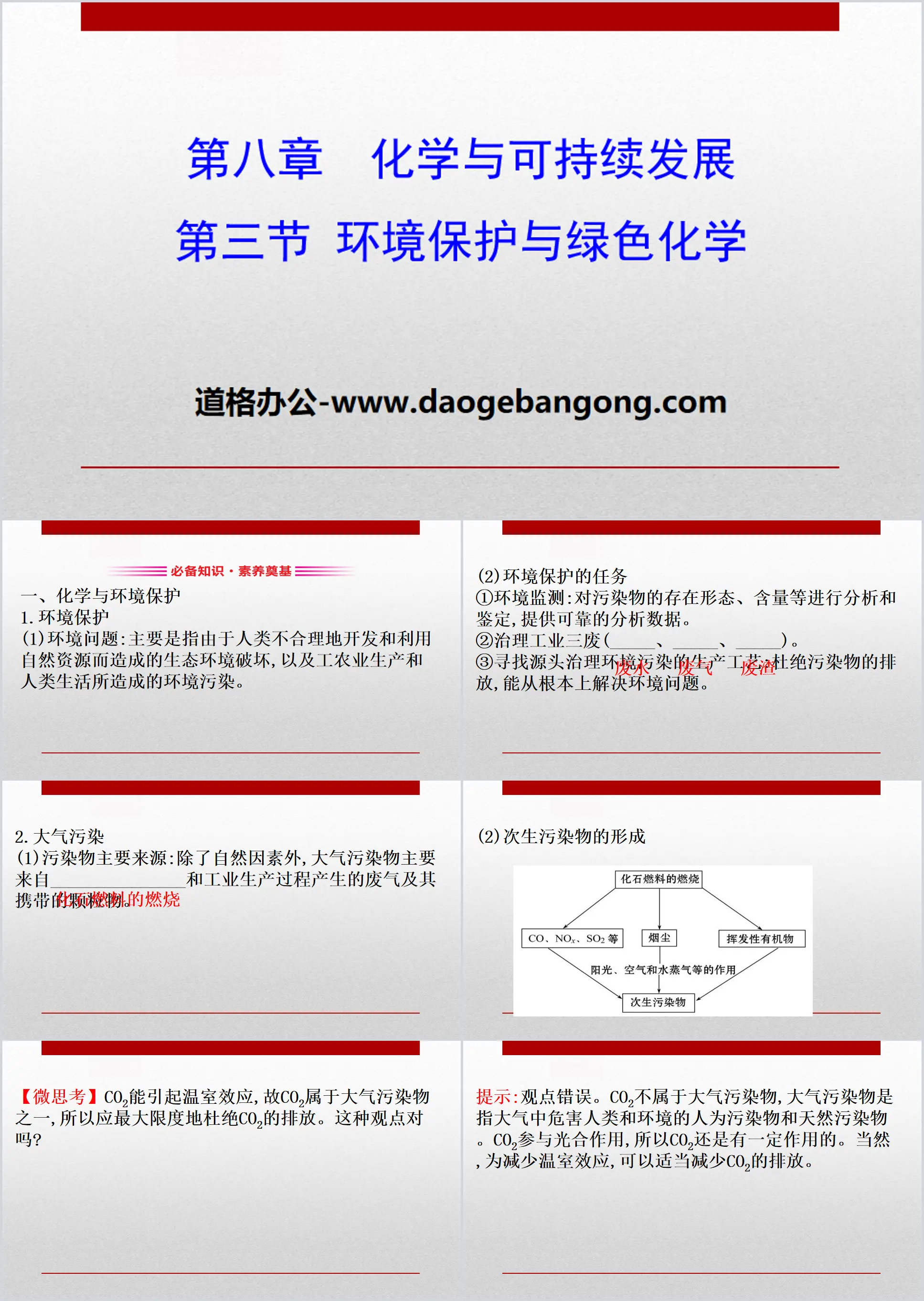 《环境保护与绿色化学》化学与可持续发展PPT
