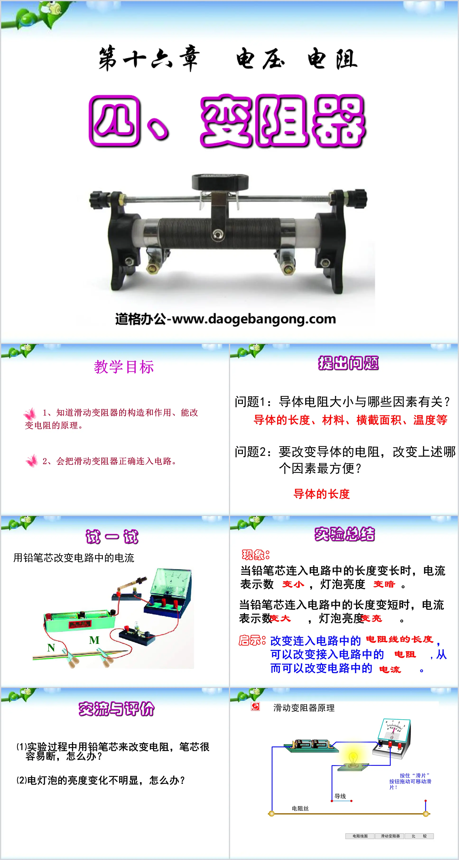 《变阻器》电压电阻PPT课件
