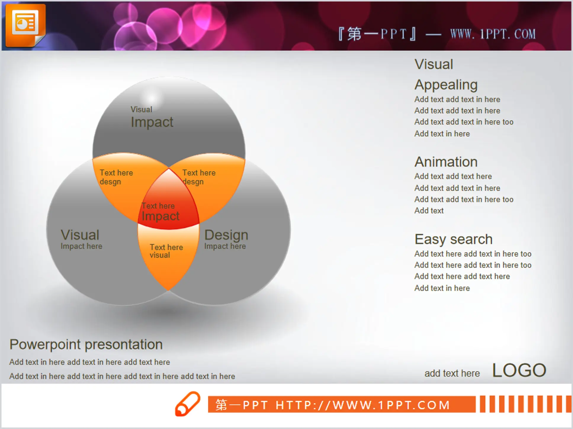 Three-dimensional intersection relationship PPT chart material download