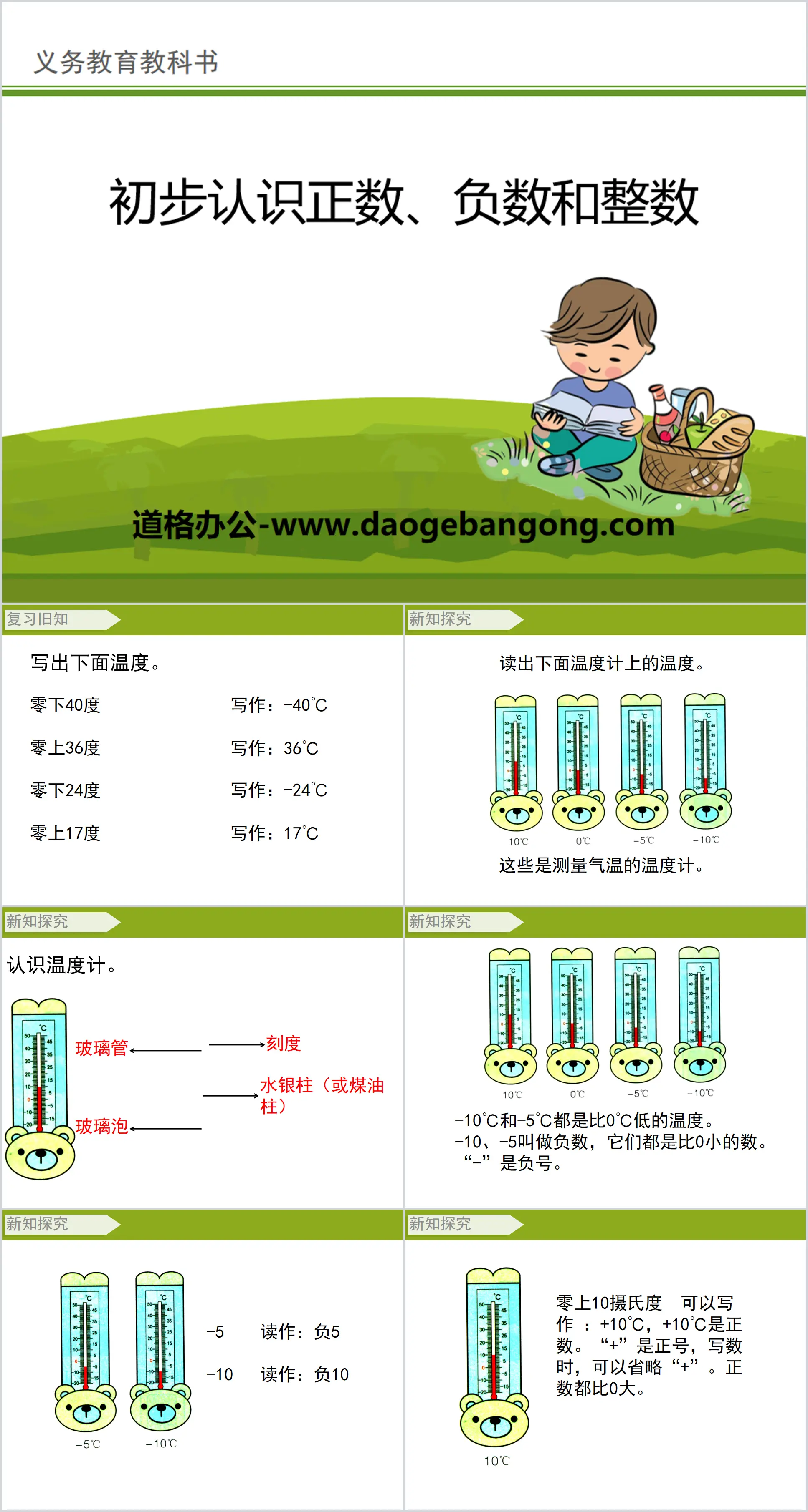 《初步认识正数、负数和整数》PPT
