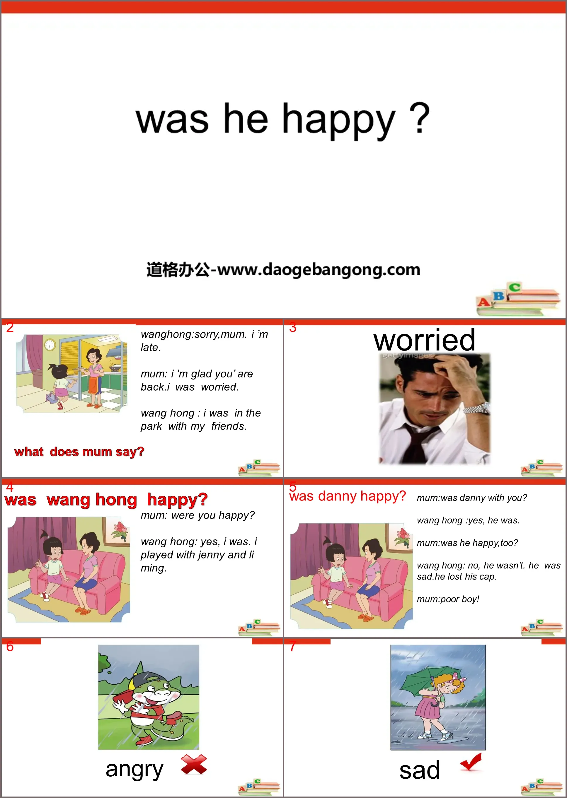 "Was he happy?" Feelings PPT courseware